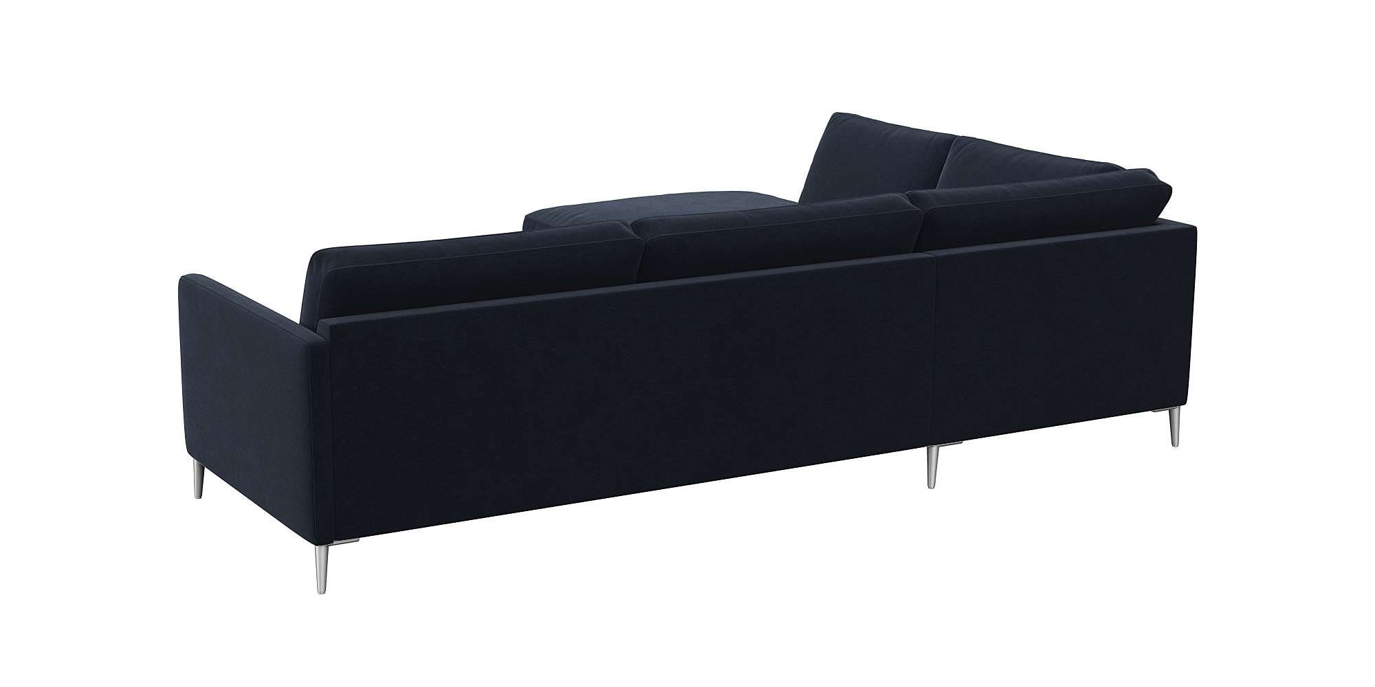 FLEXLUX Hoekbank Fiore, L-vorm smalle armleuningen, koudschuim, aluminium poten