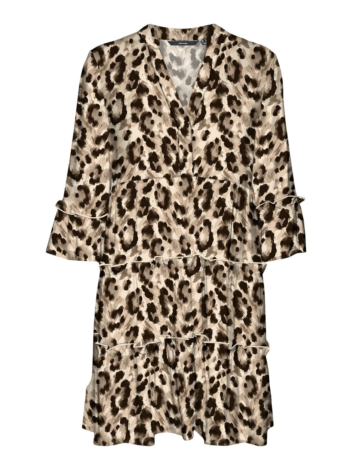 Vero Moda Tuniekjurk VMEASY JOY 3/4 SHORT DRESS WVN GA dames blousejurken maat XS (34) beige