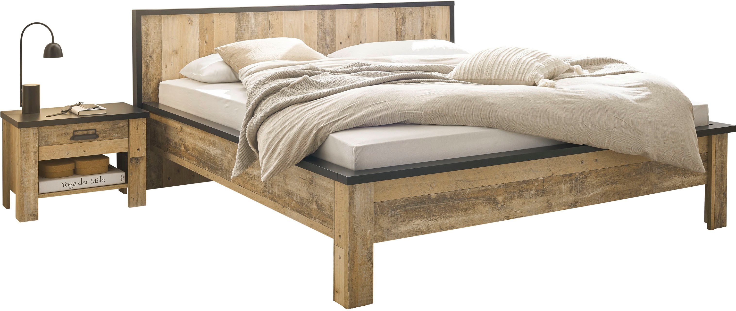 Home affaire Ledikant Sherwood Ligoppervlak bed 180 x 200 cm, 2 nachtkastjes met elk 1 lade (3-delig)