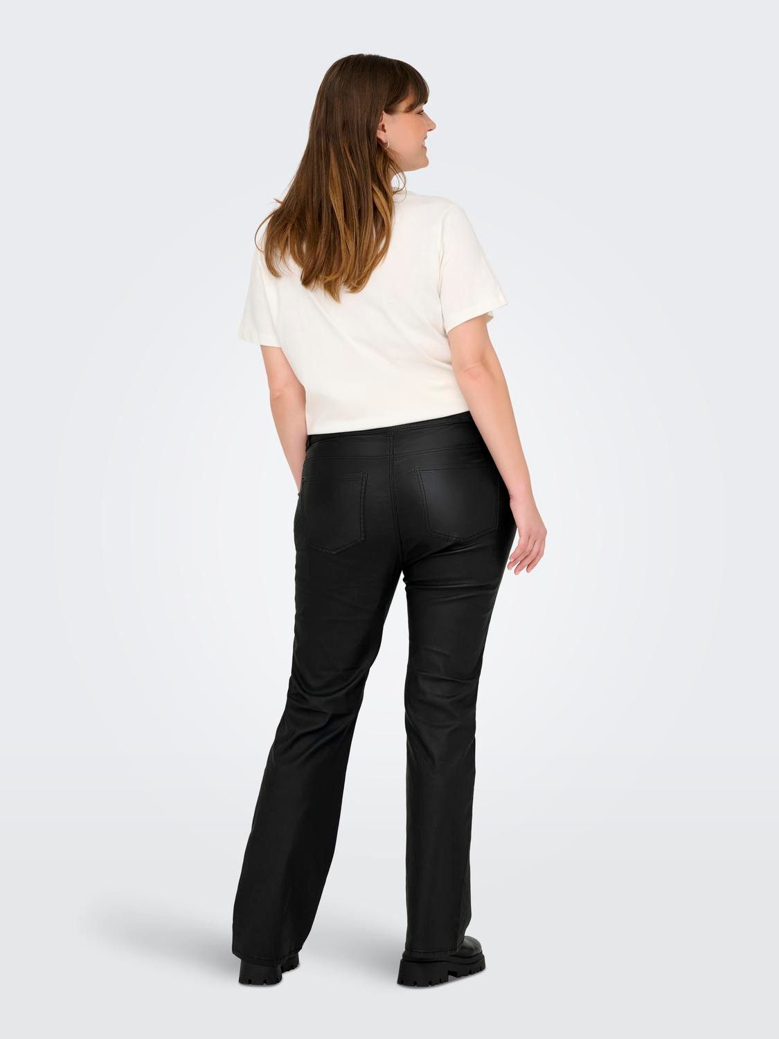 ONLY CARMAKOMA Imitatieleren broek CARBLUSH MID FLARED COATED PNT NOOS