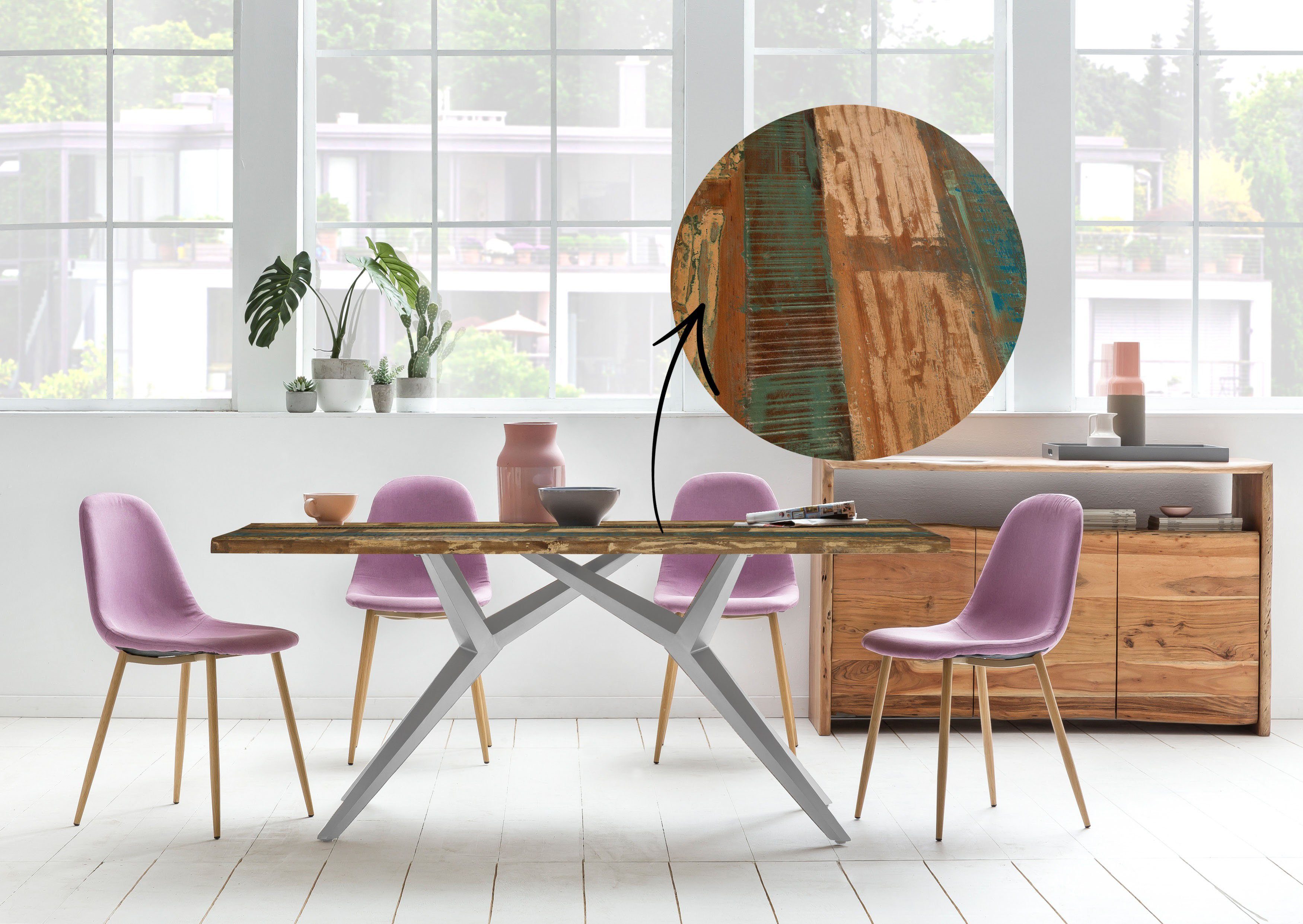 SIT Tafelblad van gerecycled gebruikt hout, in vintage-look