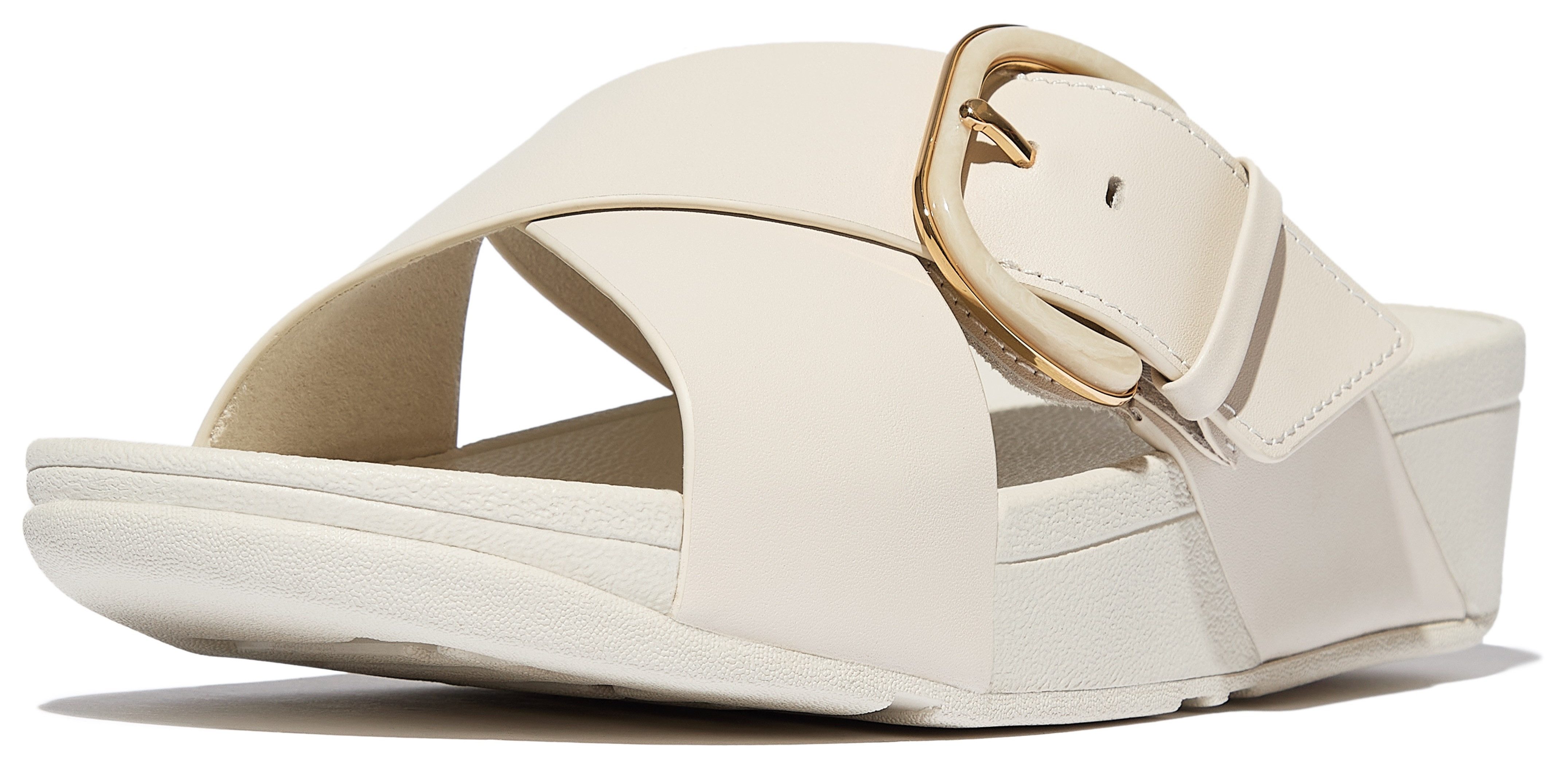 Fitflop Slippers LULU RESIN-BUCKLE LEATHER CROSS SLIDES