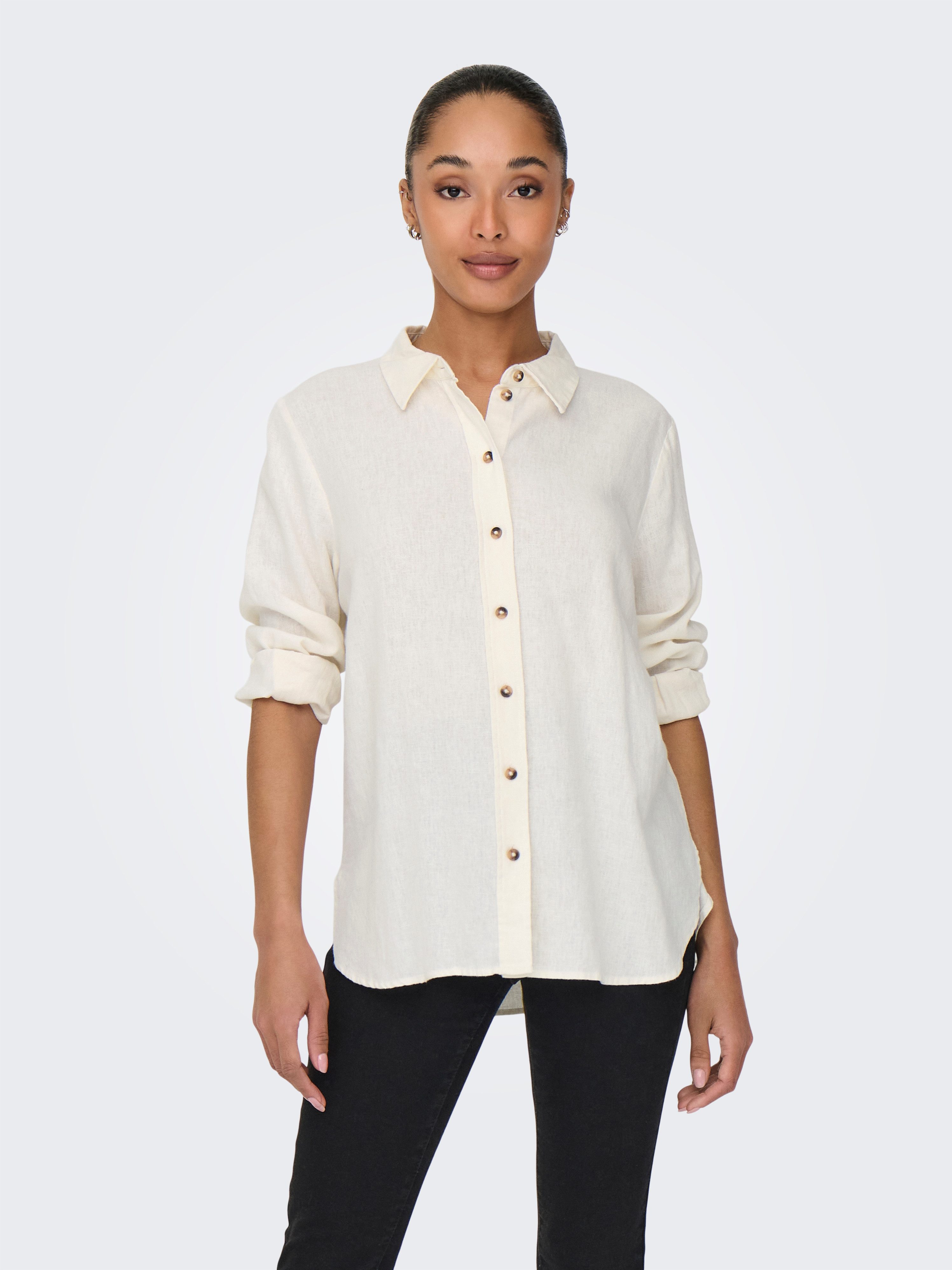 JDY Overhemdblouse JDYSAY L/S LINEN LOOSE SHIRT WVN NOOS