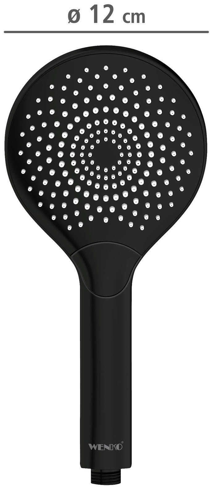 WENKO Handsproeier Watersaving Zwart mat, Ø 12 cm (1-delig)