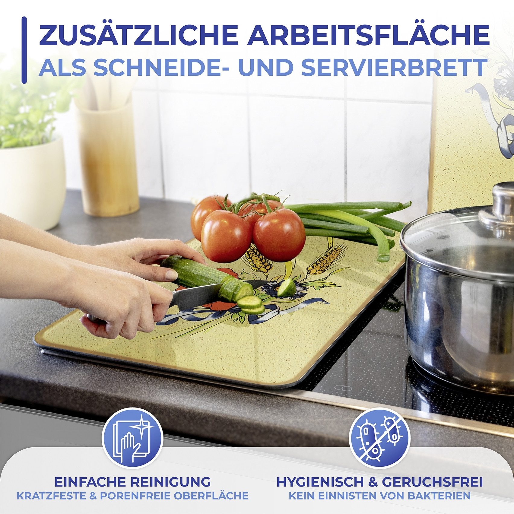 WENKO Kookplaatdeksel Universeel model Korenbloemen (set, 2-delig)