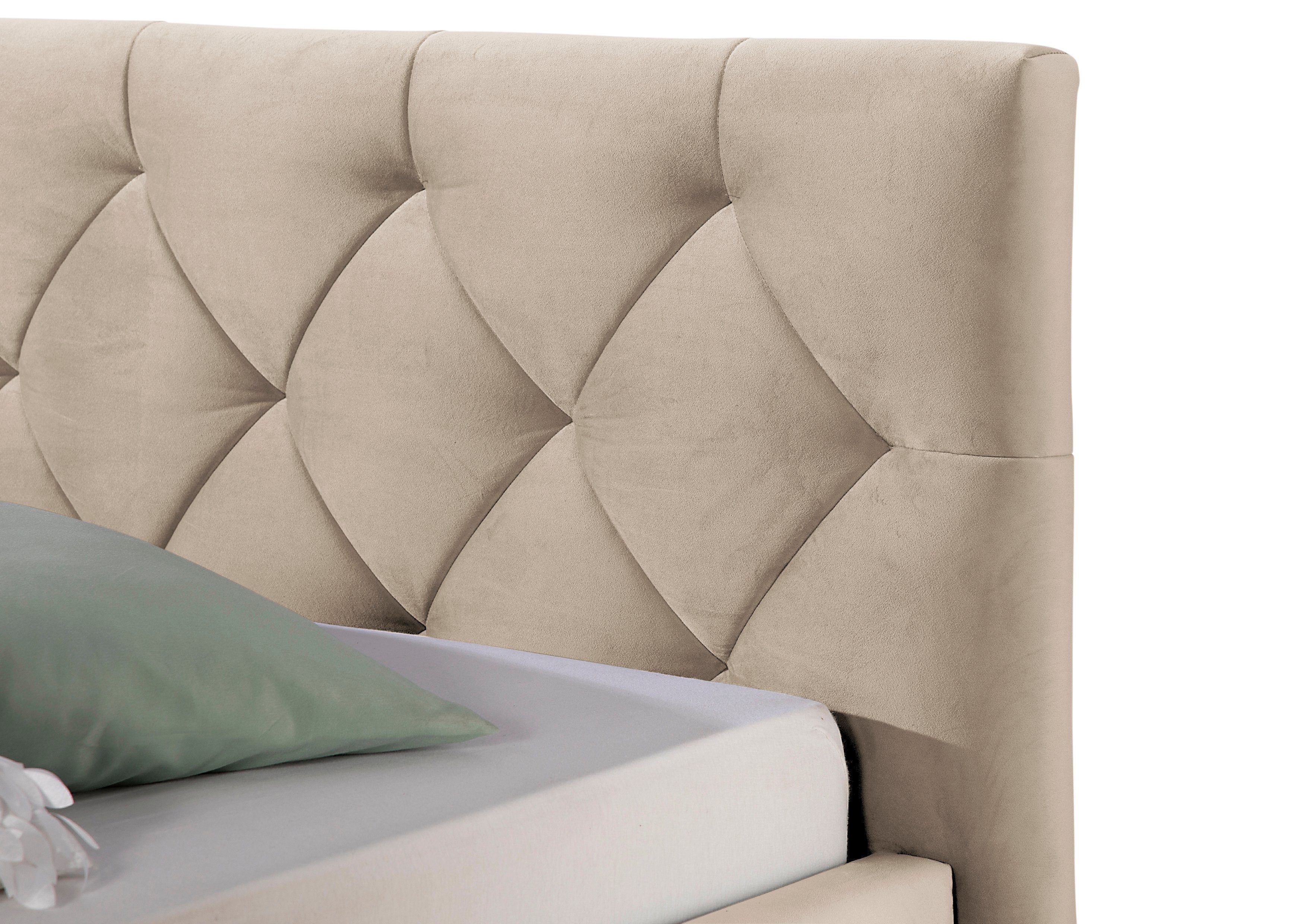 Guido Maria Kretschmer Home&Living Gestoffeerd bed Sunley 100 Kruisstiksel, hoofdbordhoogte 102 cm, zonder of met matras/lattenbodem