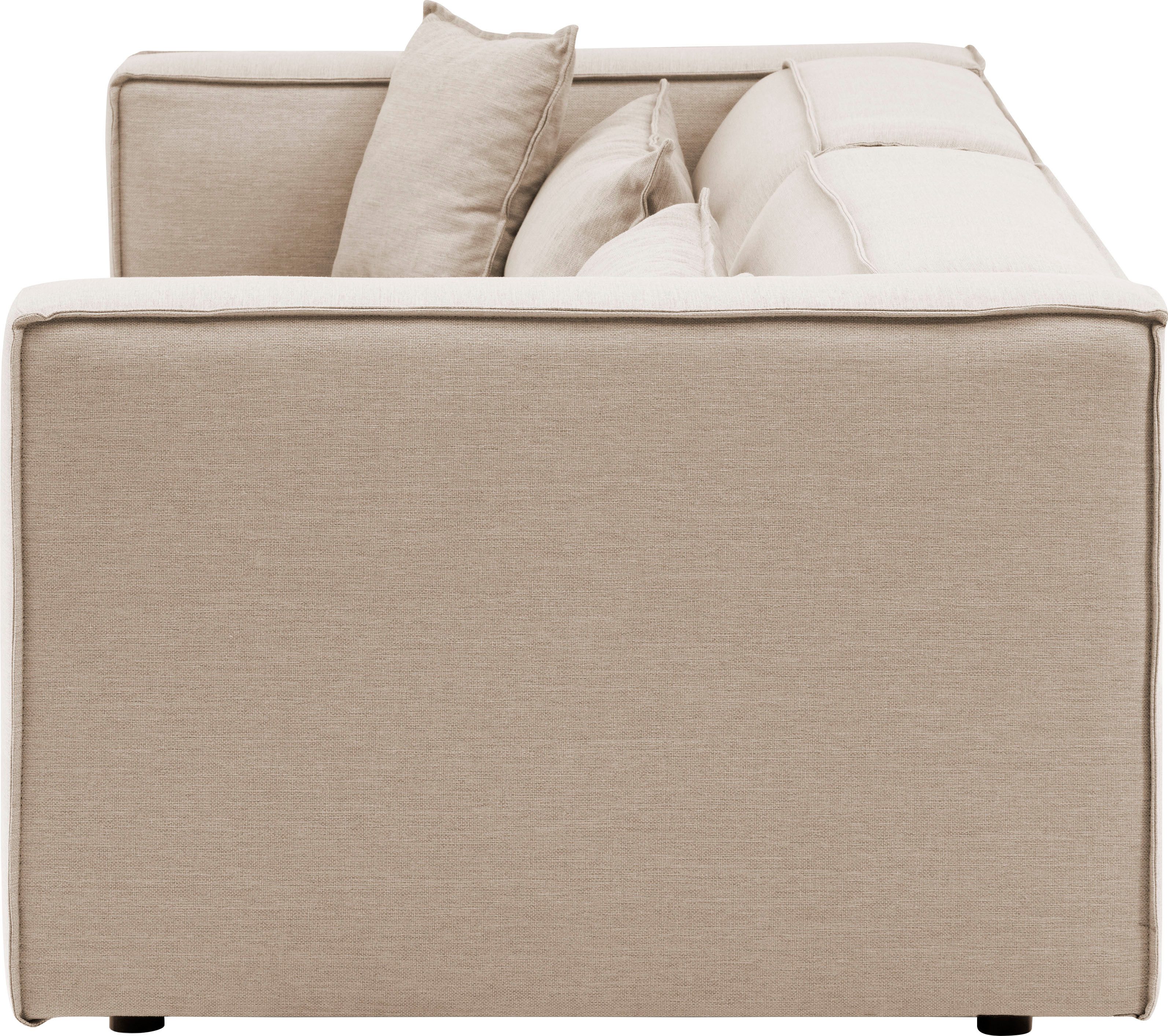 LeGer Home by Lena Gercke 3-zitsbank PIARA, bank met biesnaad, sofa in cord of linnenlook