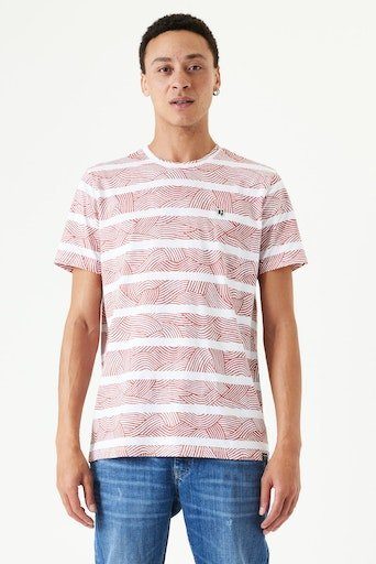 Garcia T-shirt AOP stripe Logo in reliëf op de borst (1-delig)