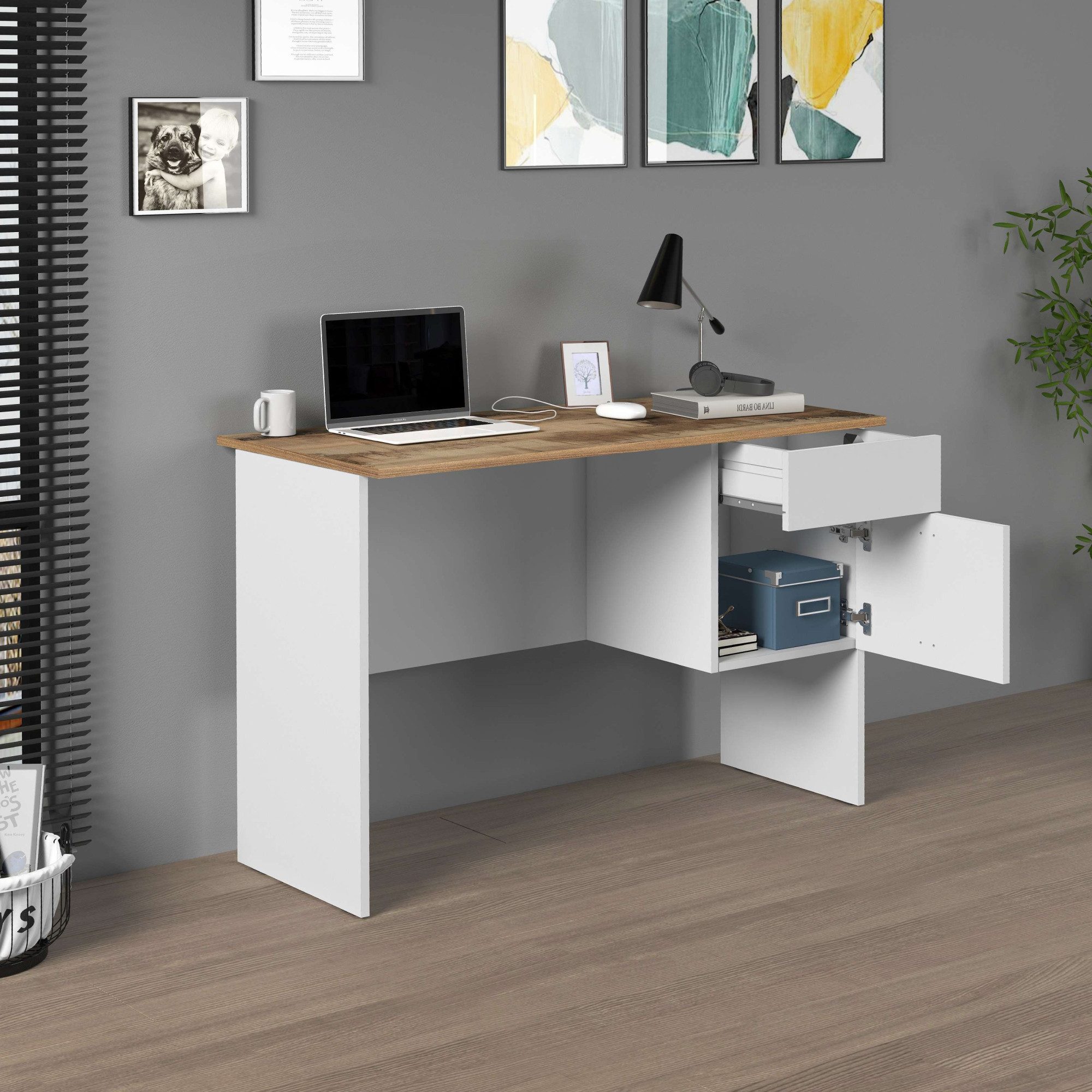 INOSIGN Bureau Sunrise, kleine computertisch, bureautafel met 1 deur & 1 lade, tafelblad breedte 110 cm, made in italy