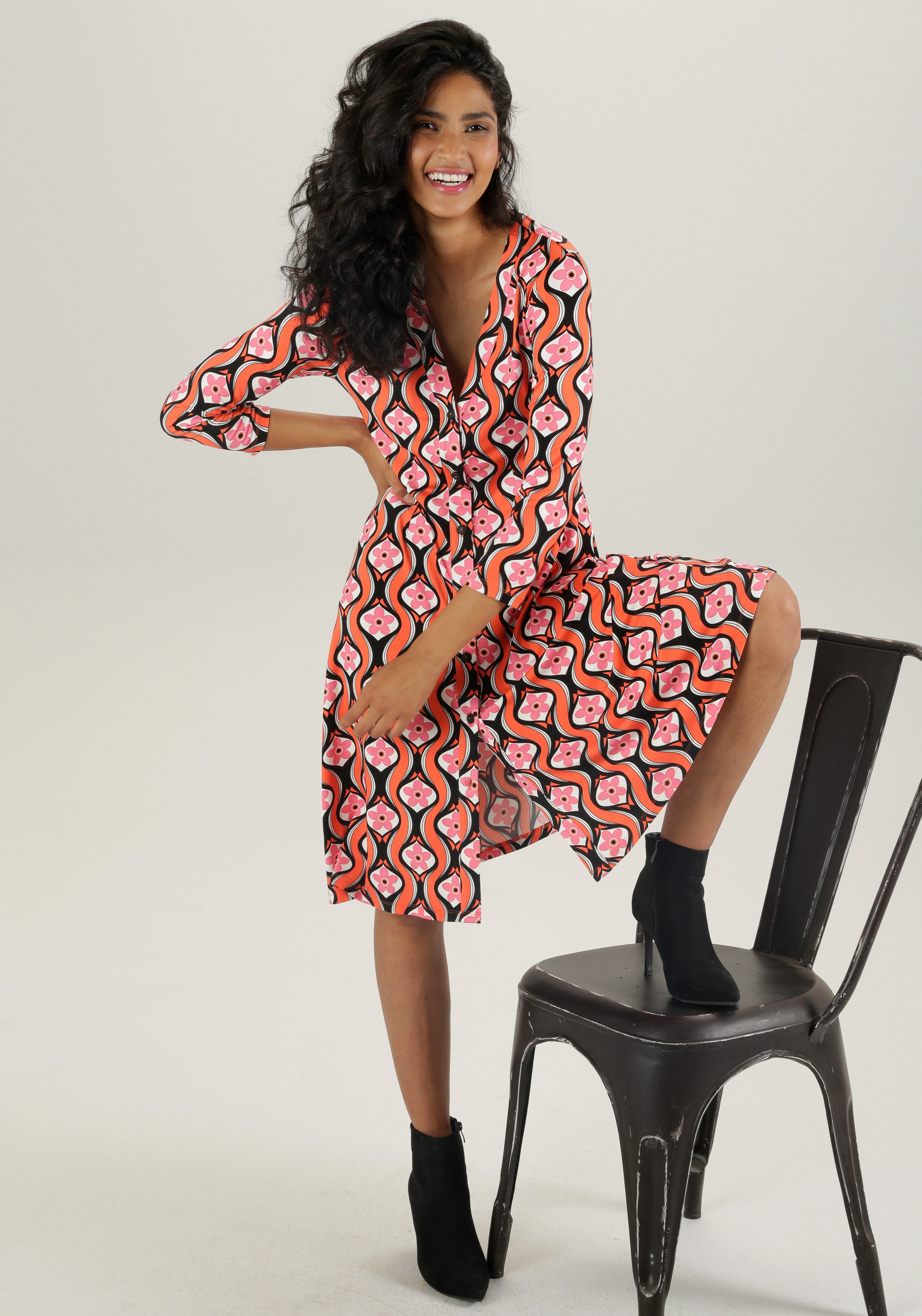 Aniston SELECTED Jerseyjurk met knoopsluiting