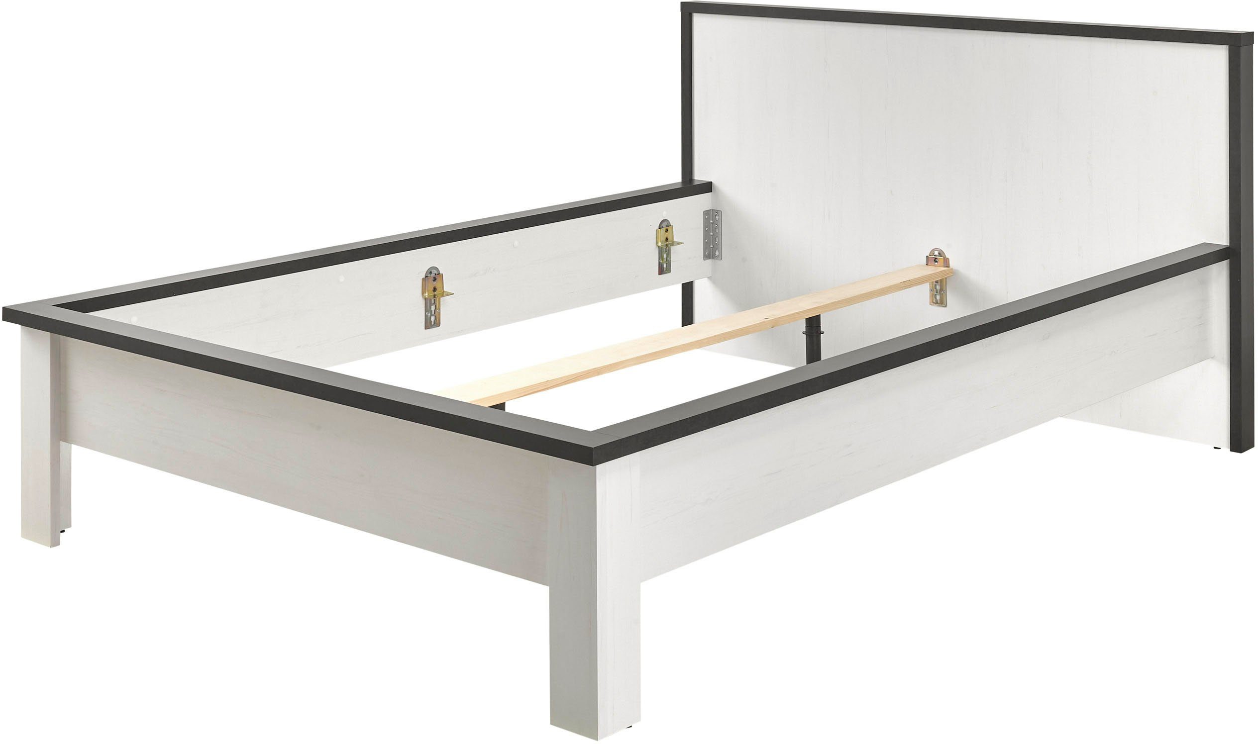 Home affaire Slaapkamerserie Sherwood Ligoppervlak 140 x 200 cm, kast 3-deurs 161 cm breed (4-delig)