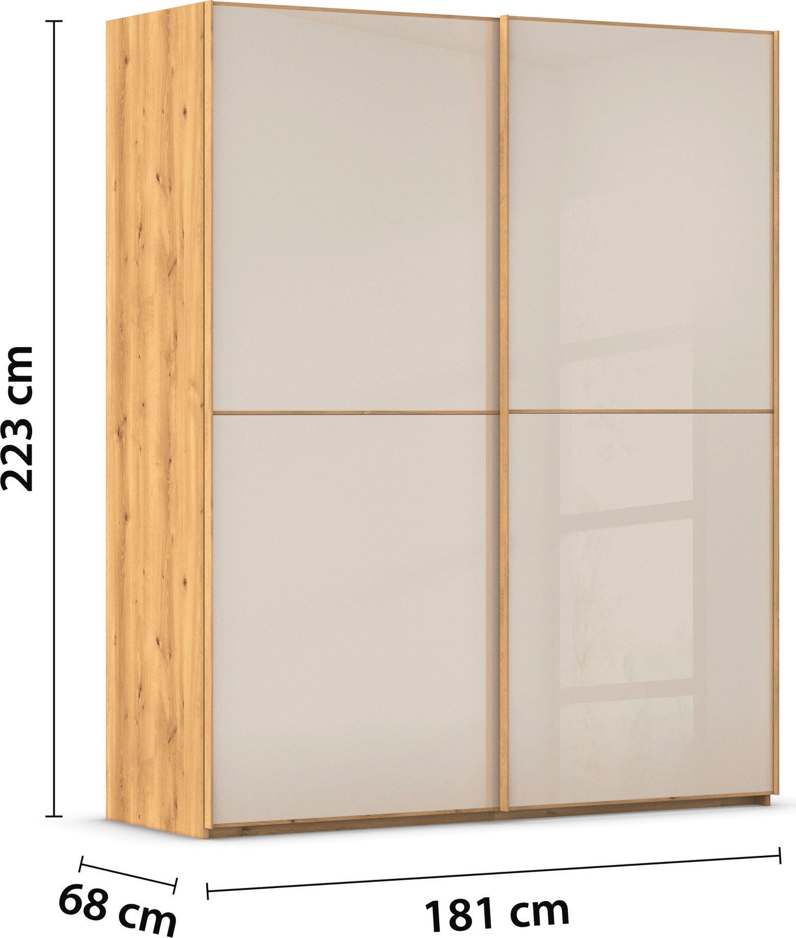 rauch Schuifdeurkast Kledingkast Kast Garderobe Slaapkamerkast SCALE-DUO edel tweedelige deuren glas-front met 3 sierlijsten made in germany