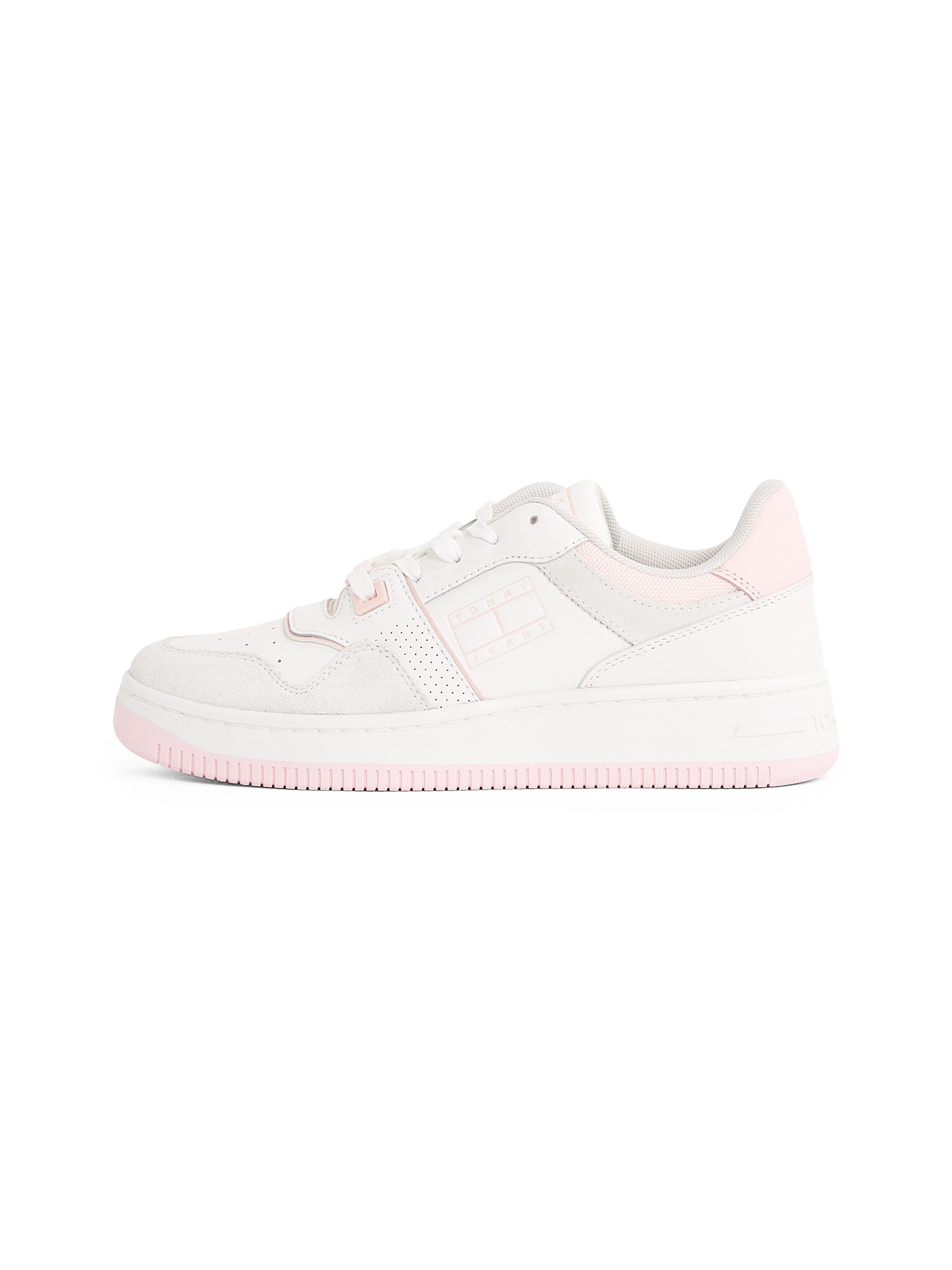 TOMMY JEANS Plateausneakers TJW RETRO BASKET WASHED SUEDE , vrijetijdsschoen, lage schoen, veterschoen in basketlook