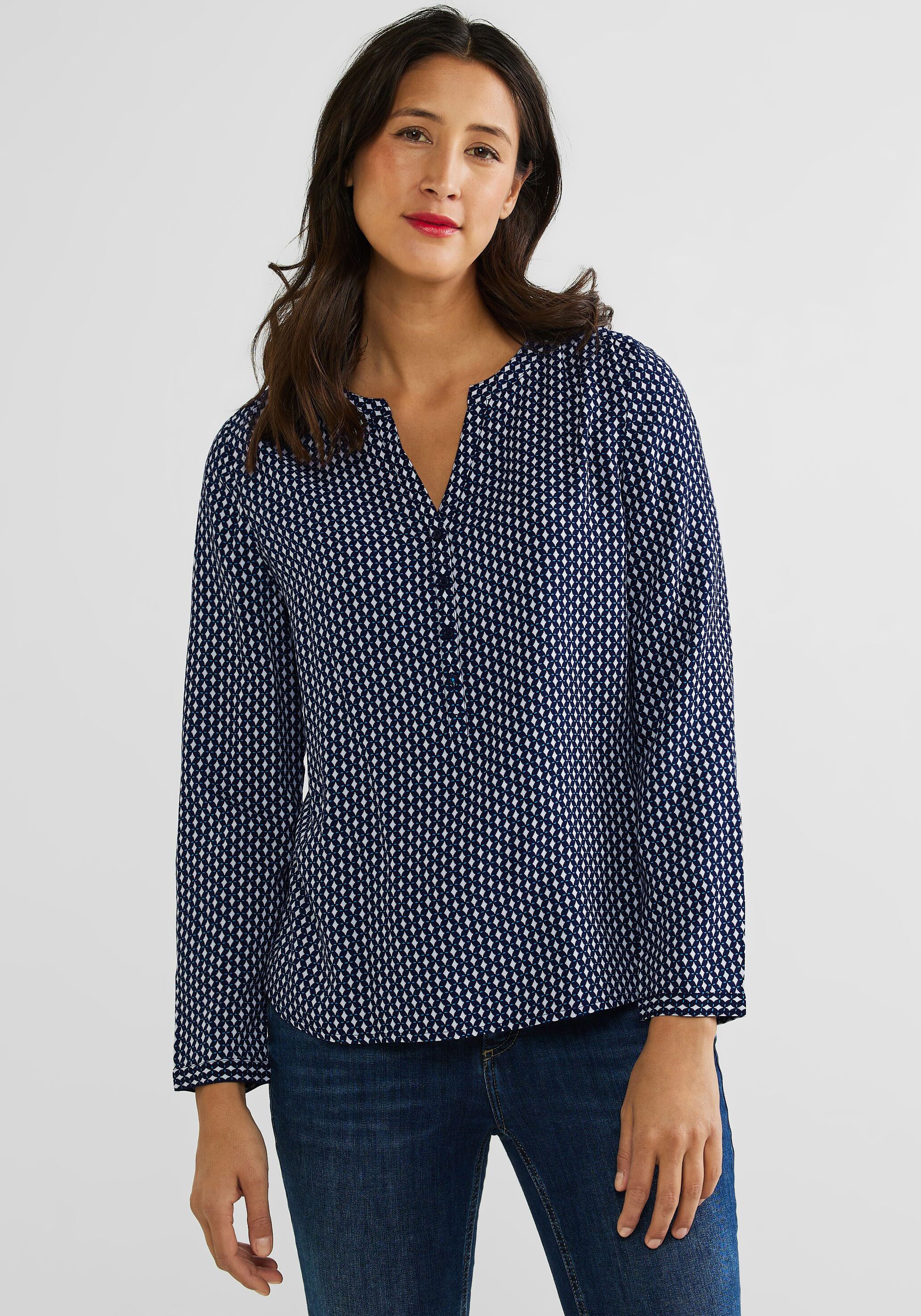 STREET ONE Blouse met lange mouwen Bamika Minimal met minimalprint en knoopsluiting