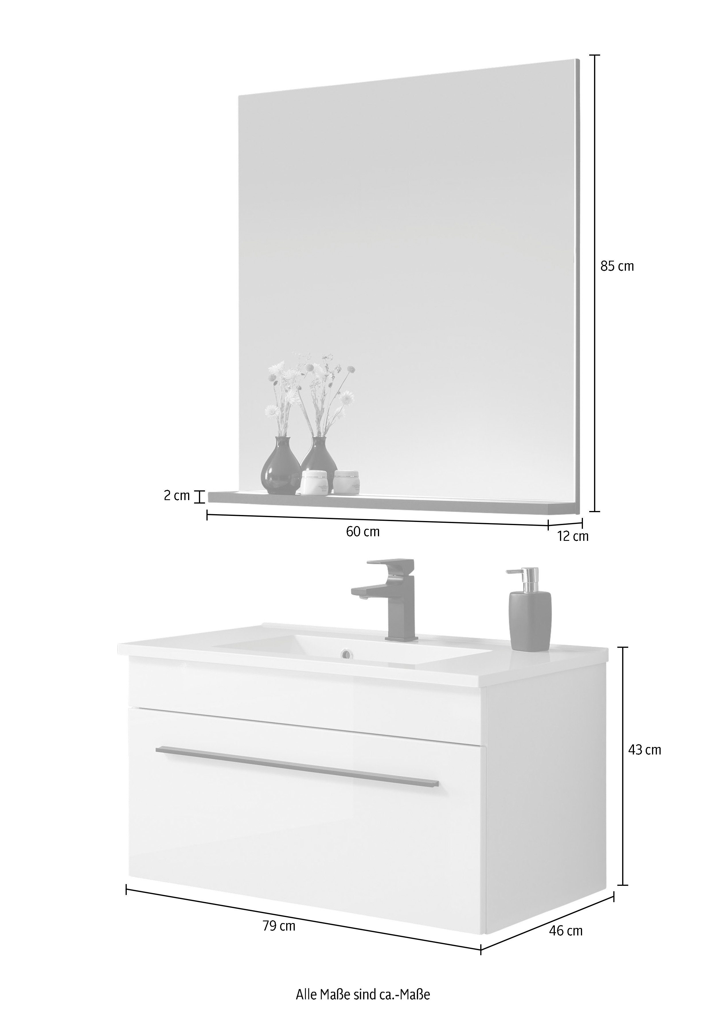 INOSIGN Badkamerserie Cantara, badkamer in modern ontwerp, 2-delig badkamer (set, 2-delig)