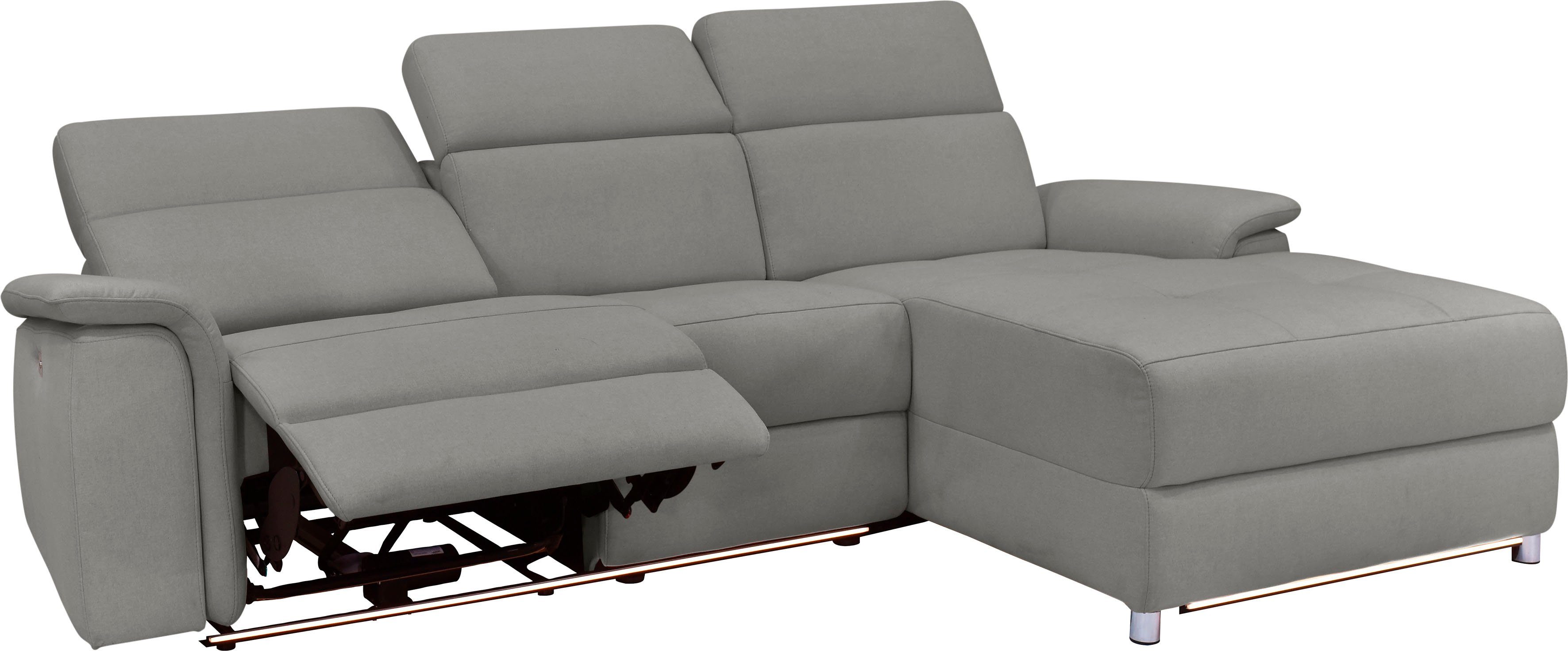 Places of Style Hoekbank Pareli, L-model, 259 cm, met récamier, echt leer, imitatieleer, weefstof