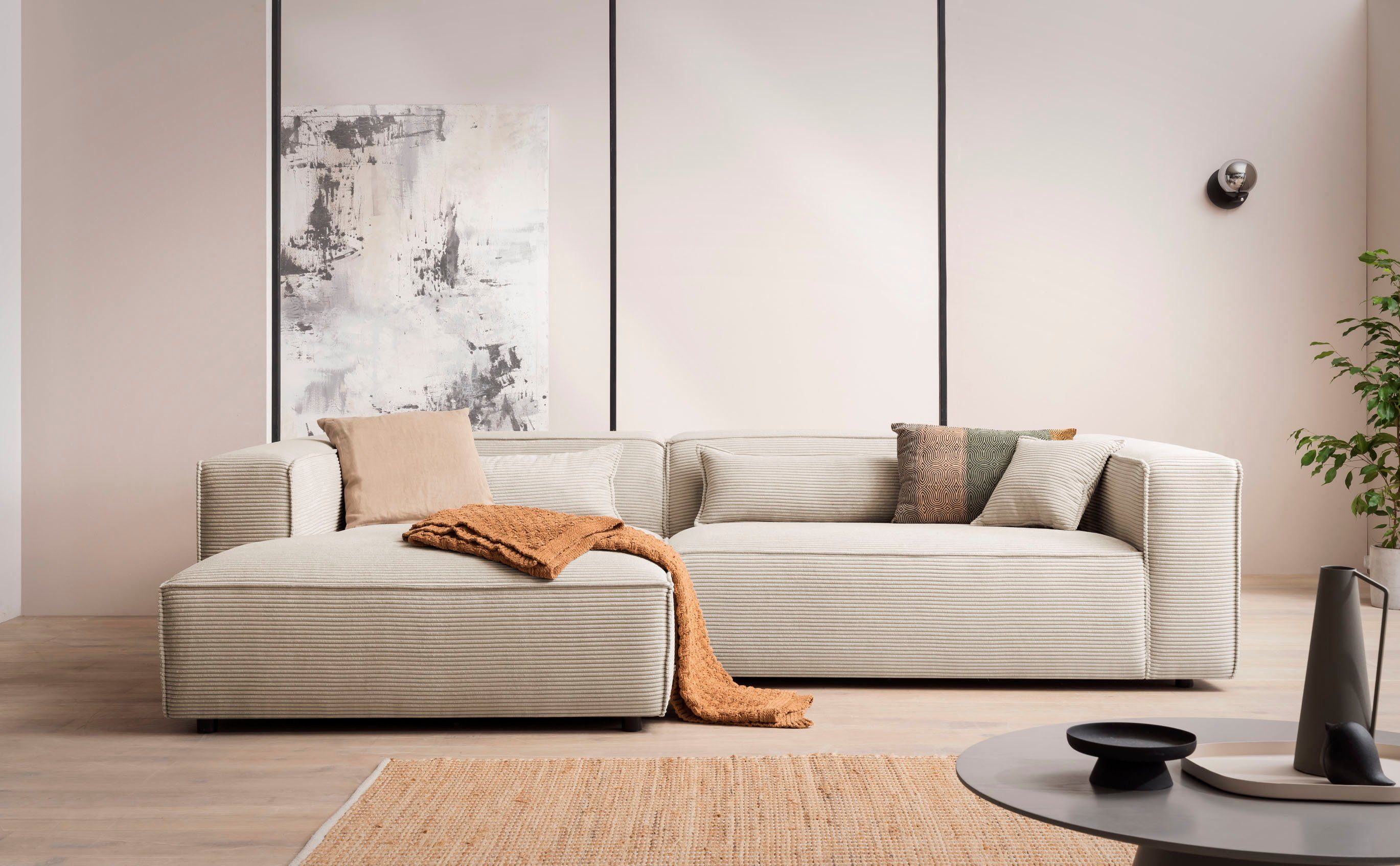 LeGer Home by Lena Gercke Hoekbank PIARA XXL, Big-Sofa, corduroy, linnenlook of structuurstof, L-vorm