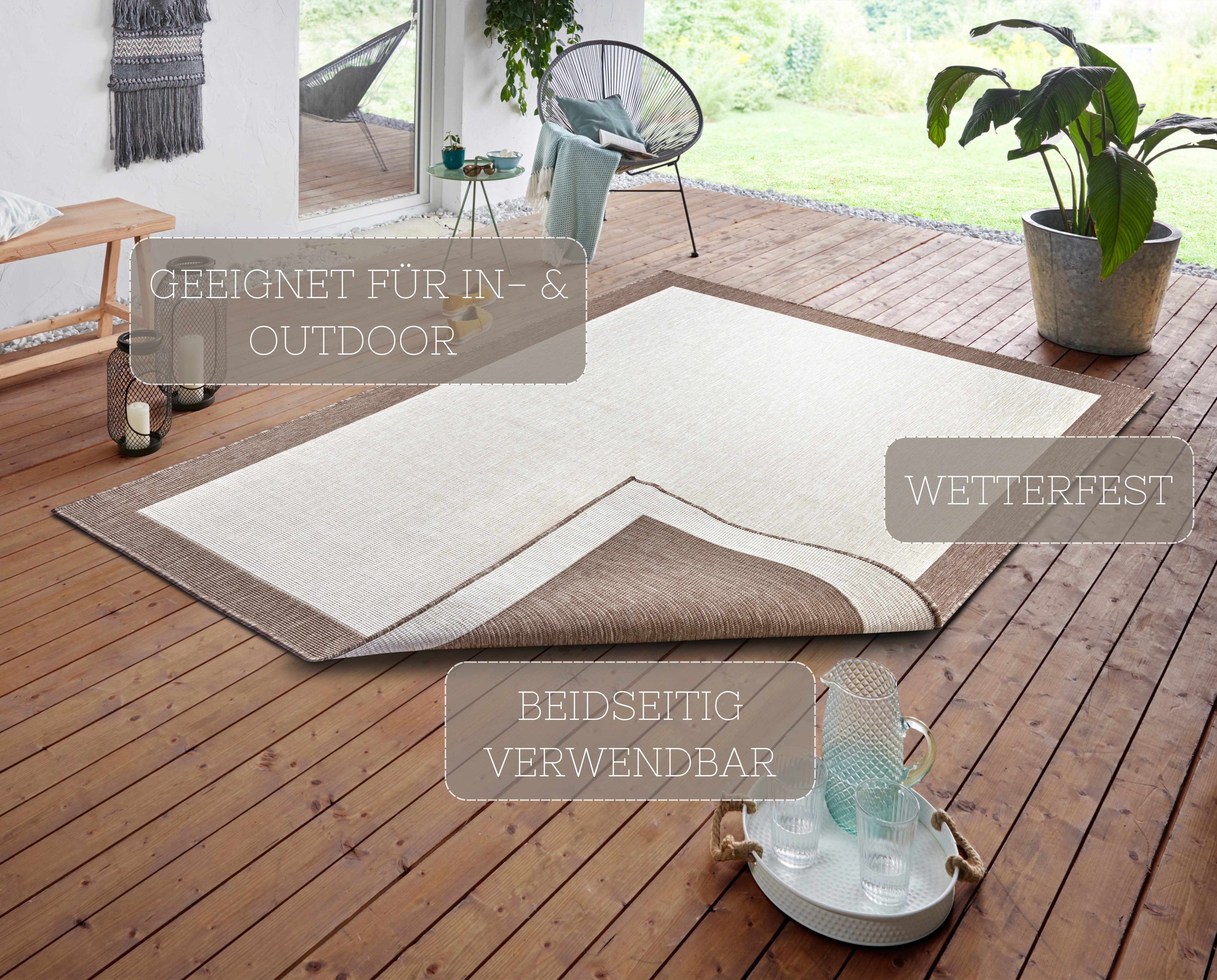 NORTHRUGS Vloerkleed Panama tweezijdig te gebruiken kleed Binnen- en buitengebruik, weerbestendig, balkon, loper, woonkamer, waterbestendig