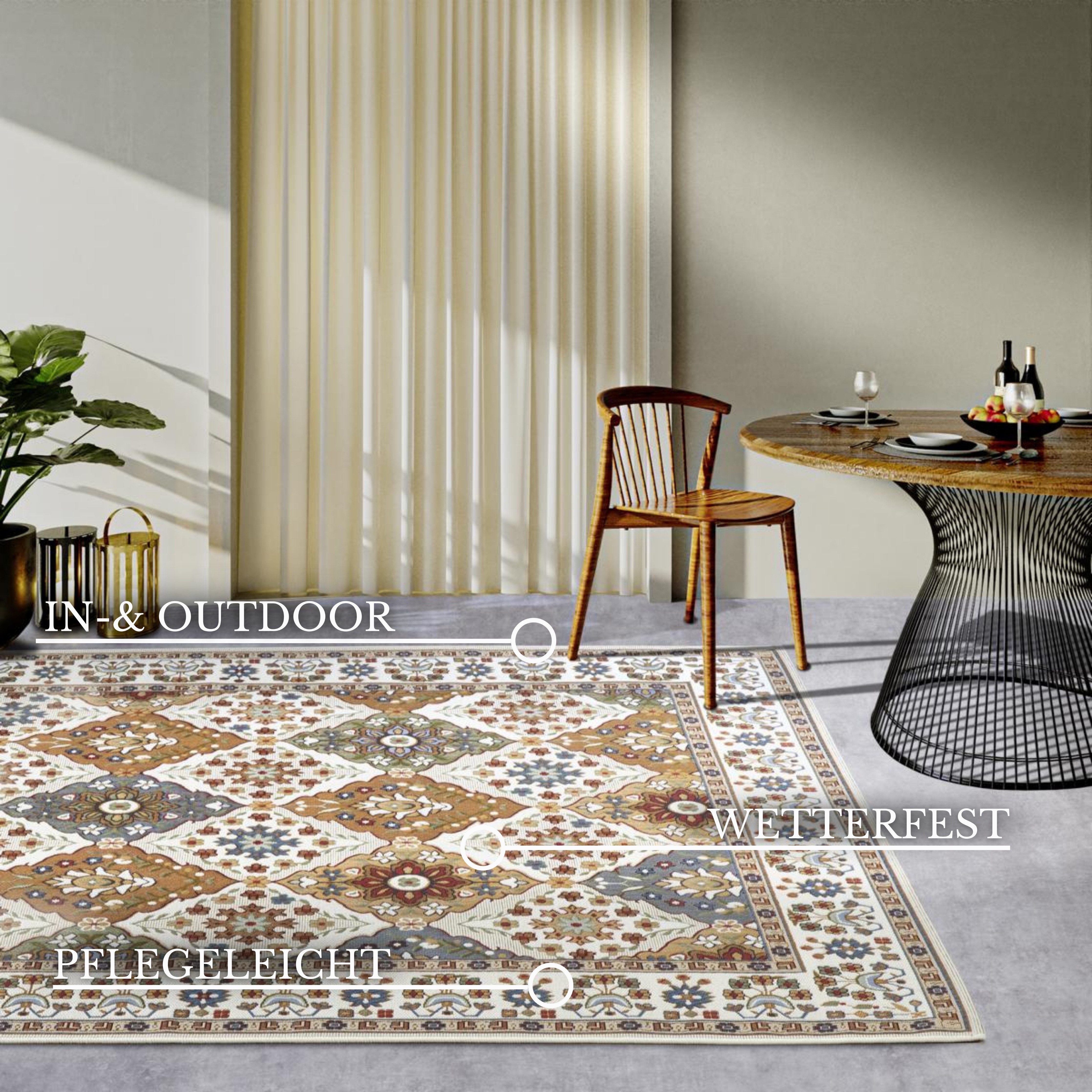 Villeroy & Boch Outdoorkleed Domenique Buiten, vlakweefsel, weerbestendig, balkon, tuin, klassiek, terras