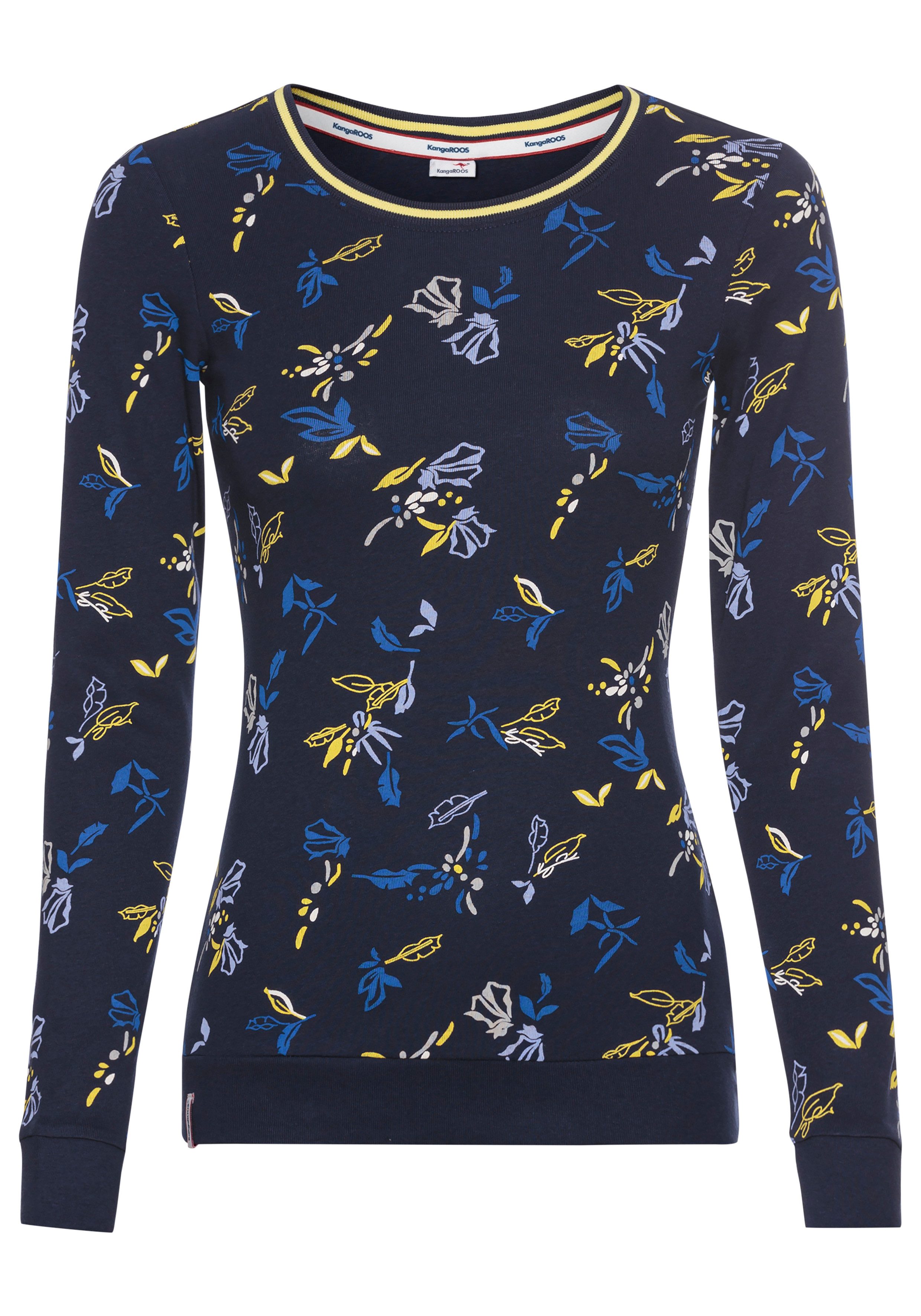 KangaROOS Shirt met lange mouwen met allover-print en contrastdetails