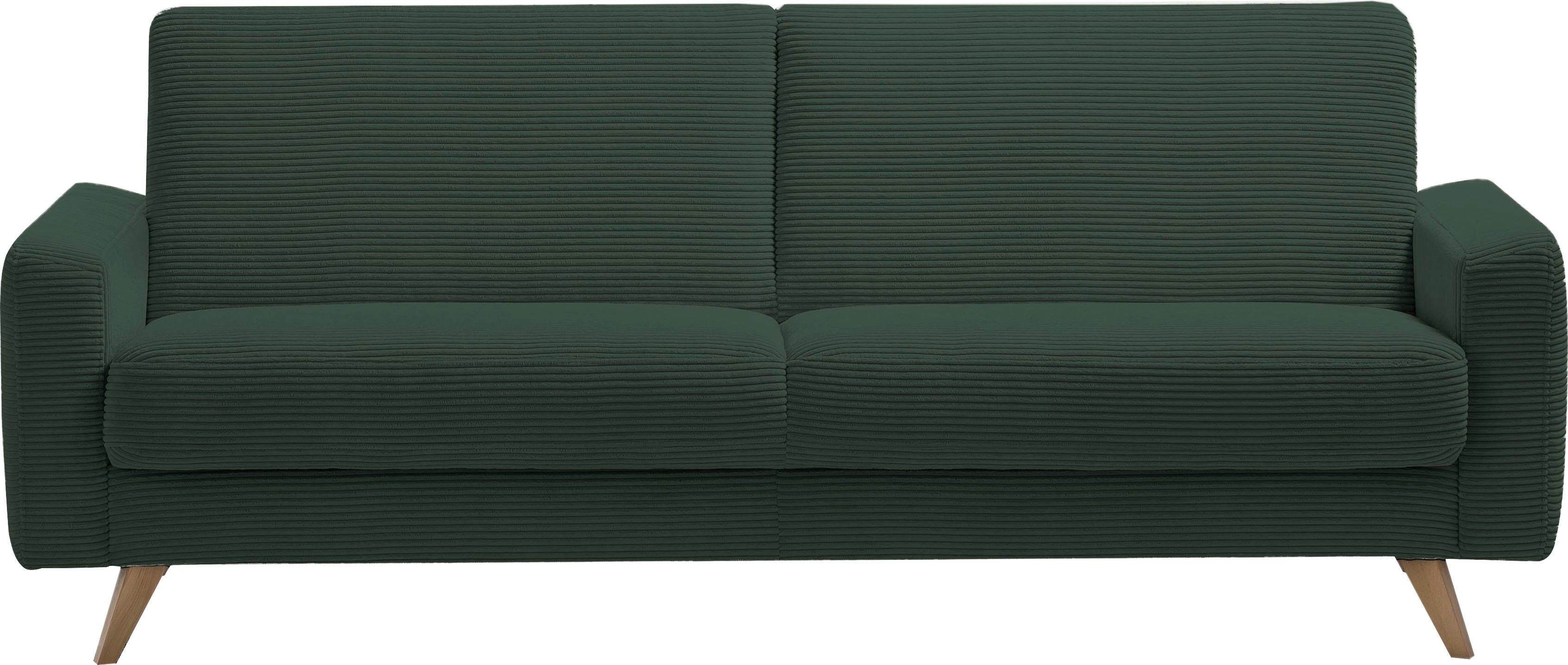 exxpo - sofa fashion 3-zitsbank Samso, elegant en comfortabel, actuele cord bekleding, kantelbank groen, 3-zitsbanken