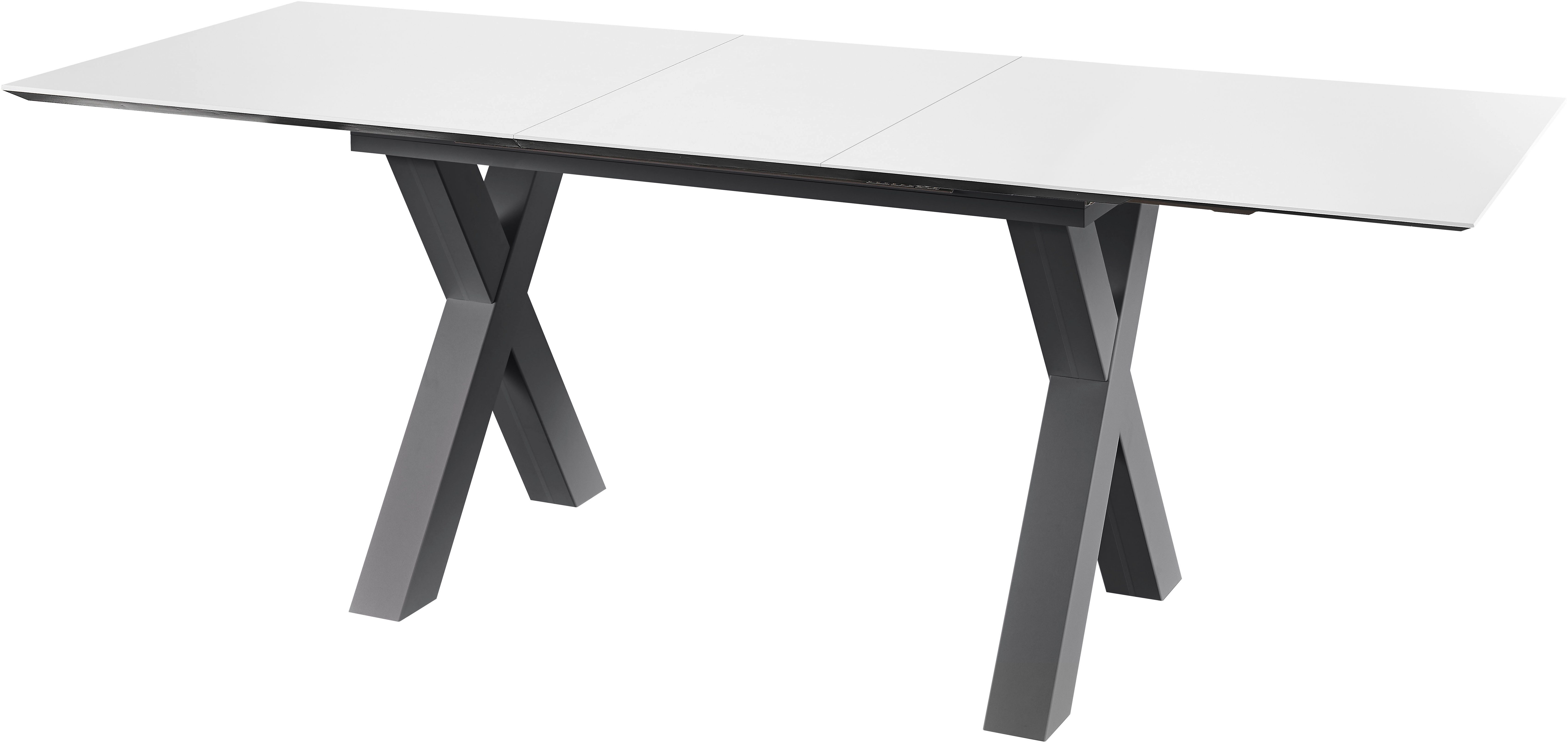 set one by Musterring Eettafel New Atlanta Rechthoekig blad met Zwitserse rand, uitschuifbaar, onderstel in X-vorm eettafels maat 190 cm x 76 cm x 90