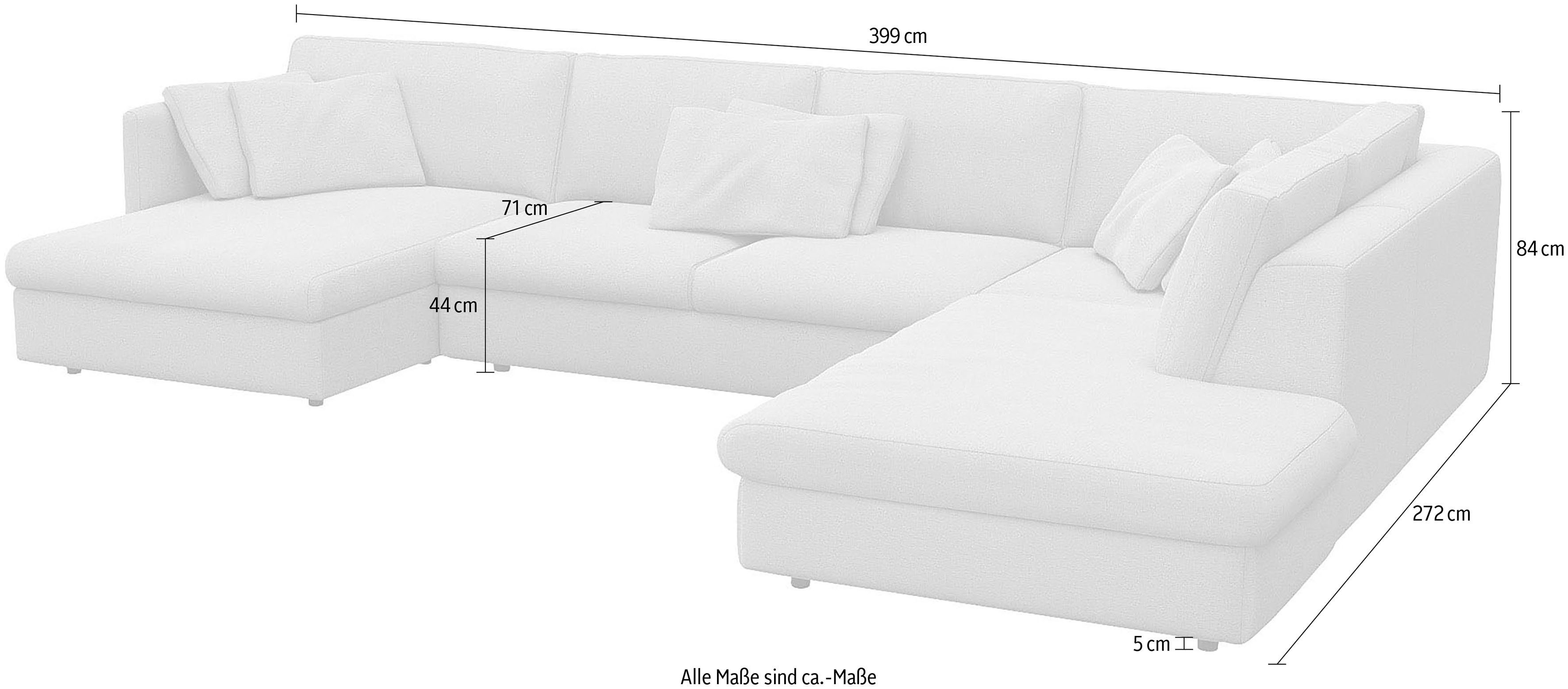 FLEXLUX Zithoek Lovane, U-vorm, comfortabel en comfortabel Zacht en zeer comfortabel, grote zitdiepte op koudschuim, inclusief sierkussen