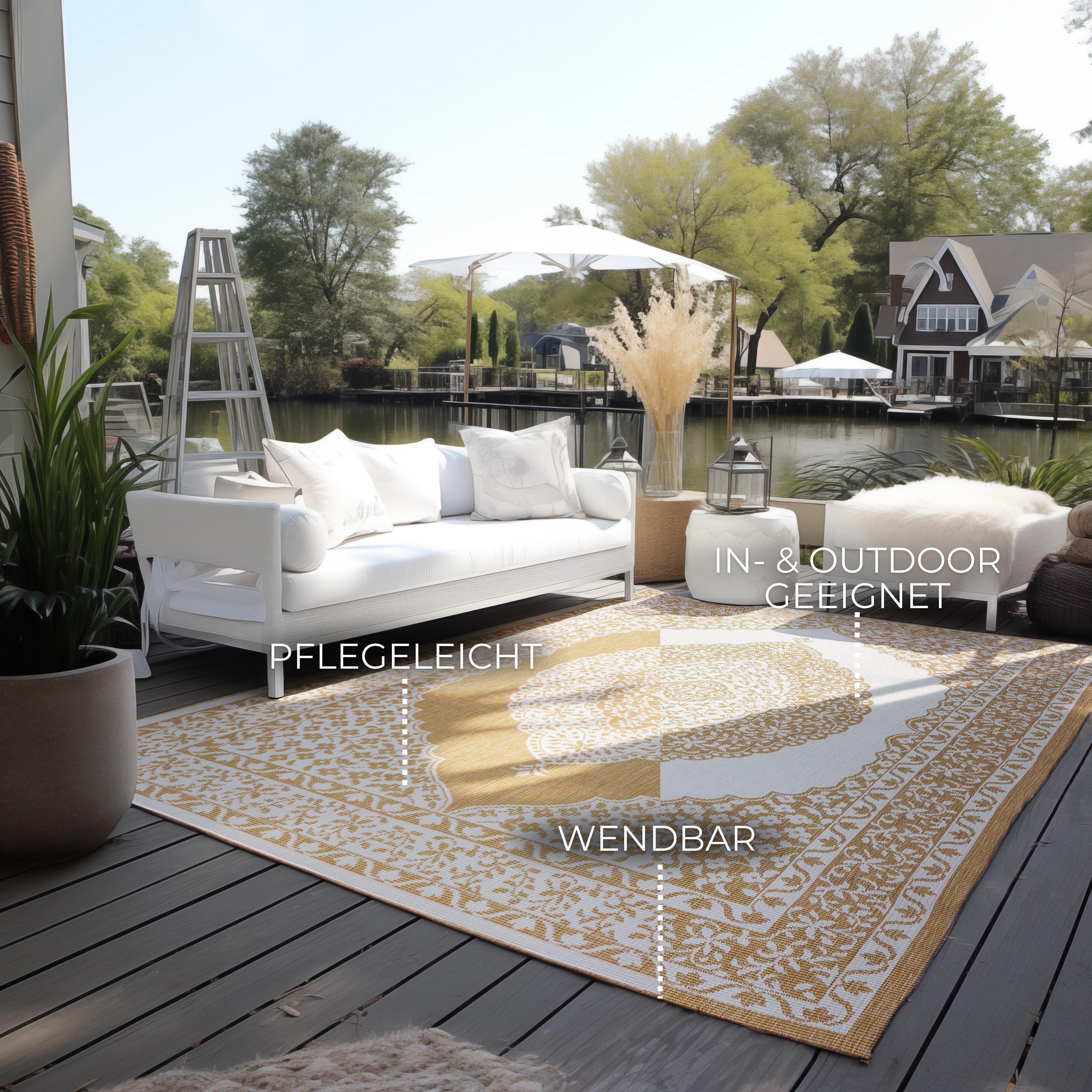 ELLE DECORATION Vloerkleed Meekly omkeerbaar tapijt Vlakweefsel, In-& Outdoor, Modern, tweezijdig, balkon, woonkamer