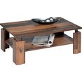 pro line salontafel van hout, met plank, zwevende look door gekleurde afstandhouder tussen frame en plaat, rechthoekig bruin