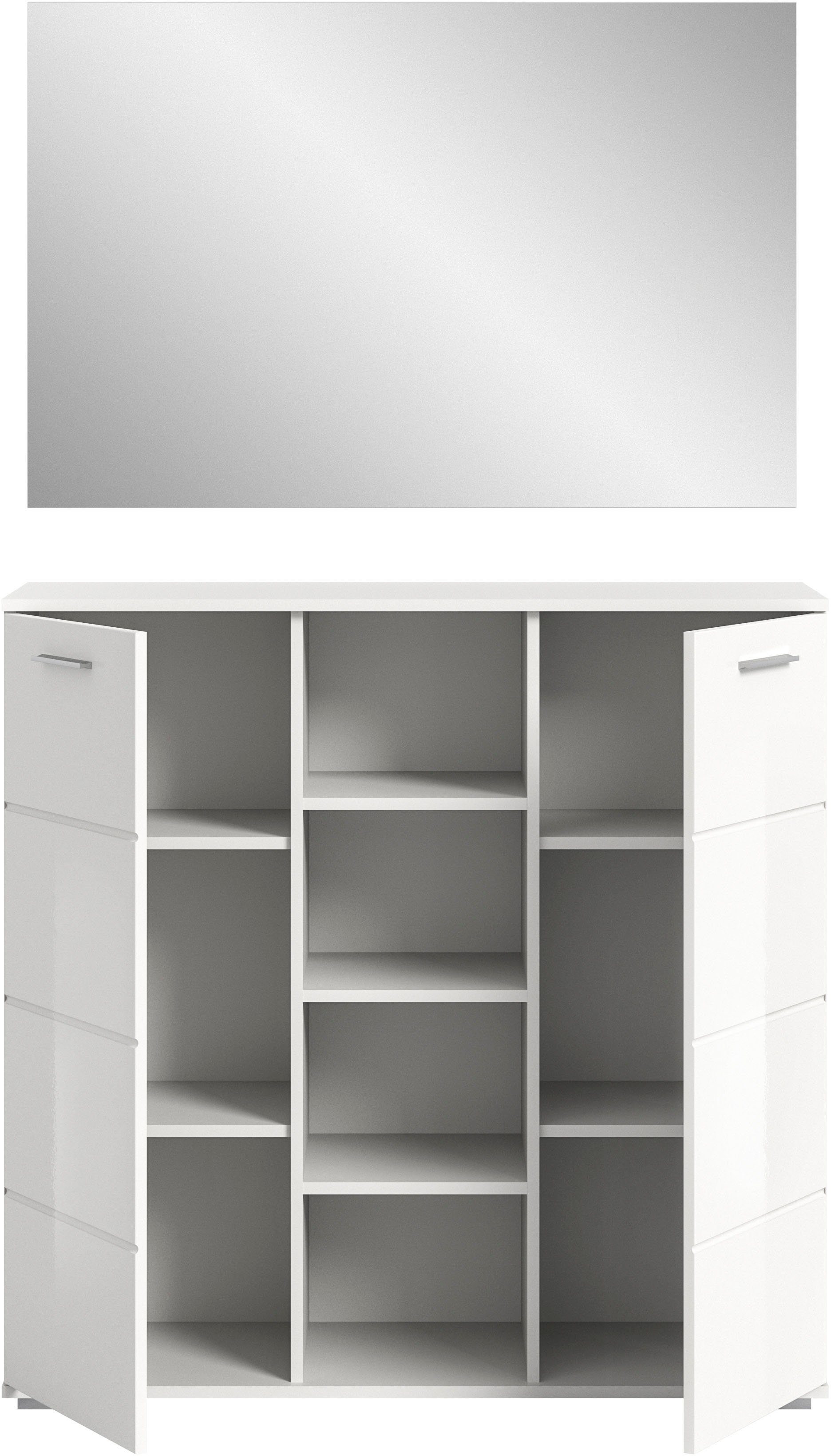 INOSIGN Halmeubelset Valge, Breedte 110 cm, 2-delig Set, bestaande uit: Highboard en Spiegel (2-delig)