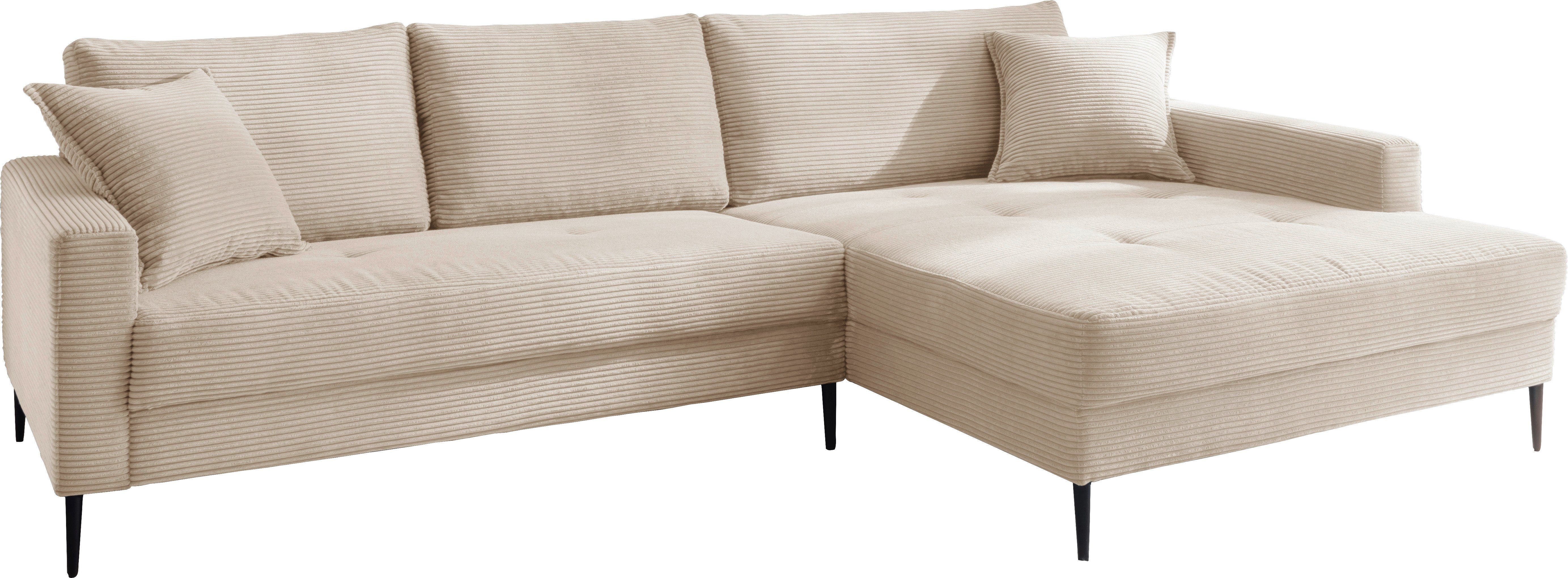 Trends by HG Hoekbank Summer L-vorm in cordstof met metalen voet