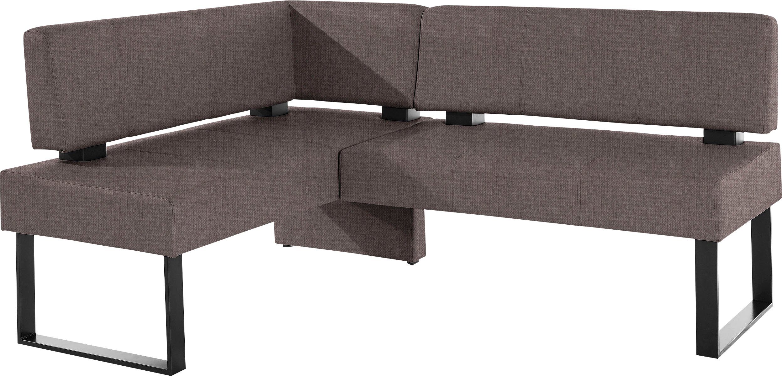 Home affaire Hoekbank Oliver met metalen frame, keukenbank verschillende hoezen cord eetkamerbank ottos choice bruin, hoekbanken, Lange zijde rechts,