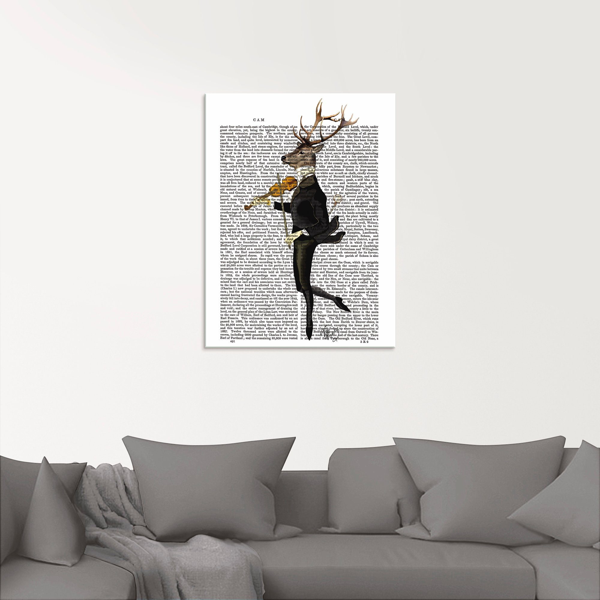 Artland Print op glas Dansend hert met viool