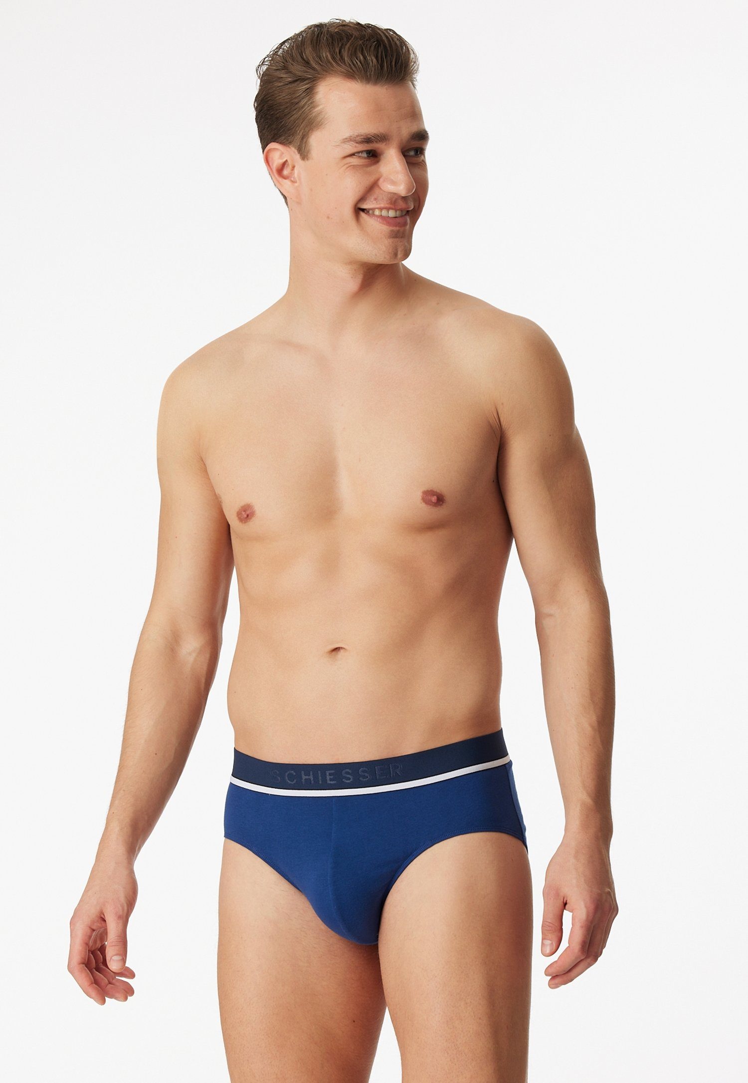 Schiesser Rio-slip 95/5 met sportieve logo-webgummiband met smalle witte aanzet (3 stuks)