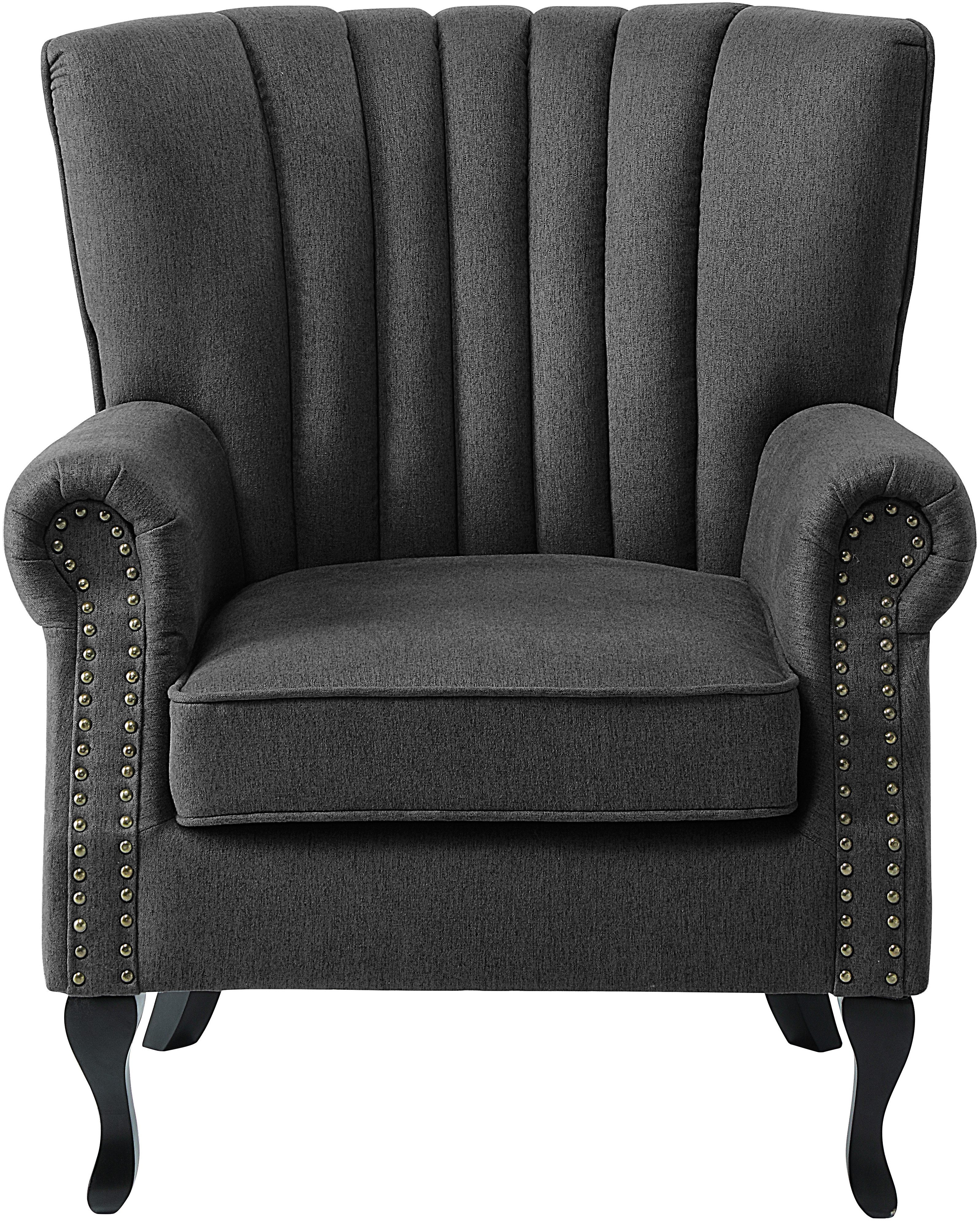 ATLANTIC home collection Fauteuil Toni modern met klinknagels en hoge rugleuning