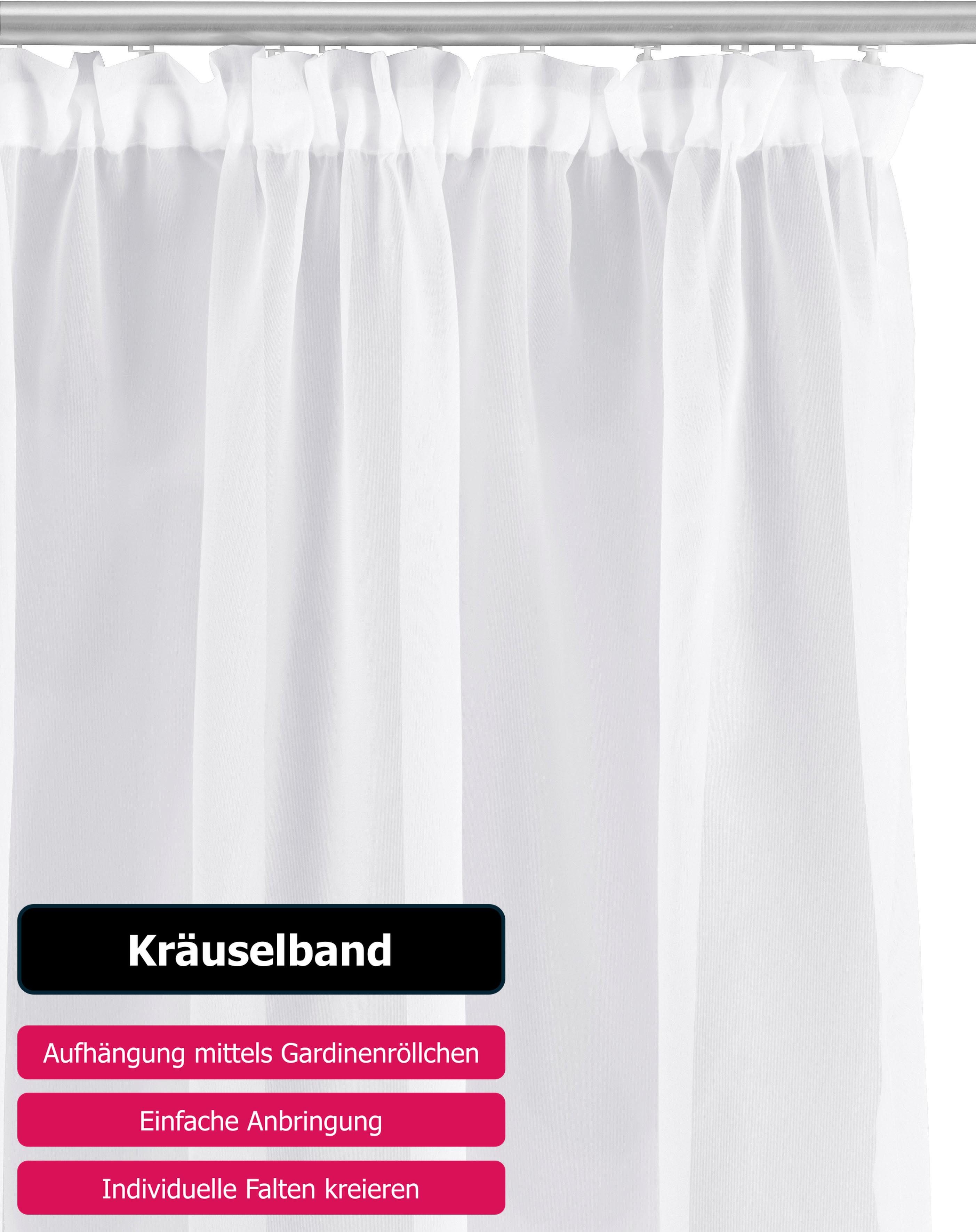 my home Gordijn XANA met ogen, franje of lussen Voile, bestseller, effen, 1 of 2 panels, onderhoudsvriendelijk, eenkleurig
