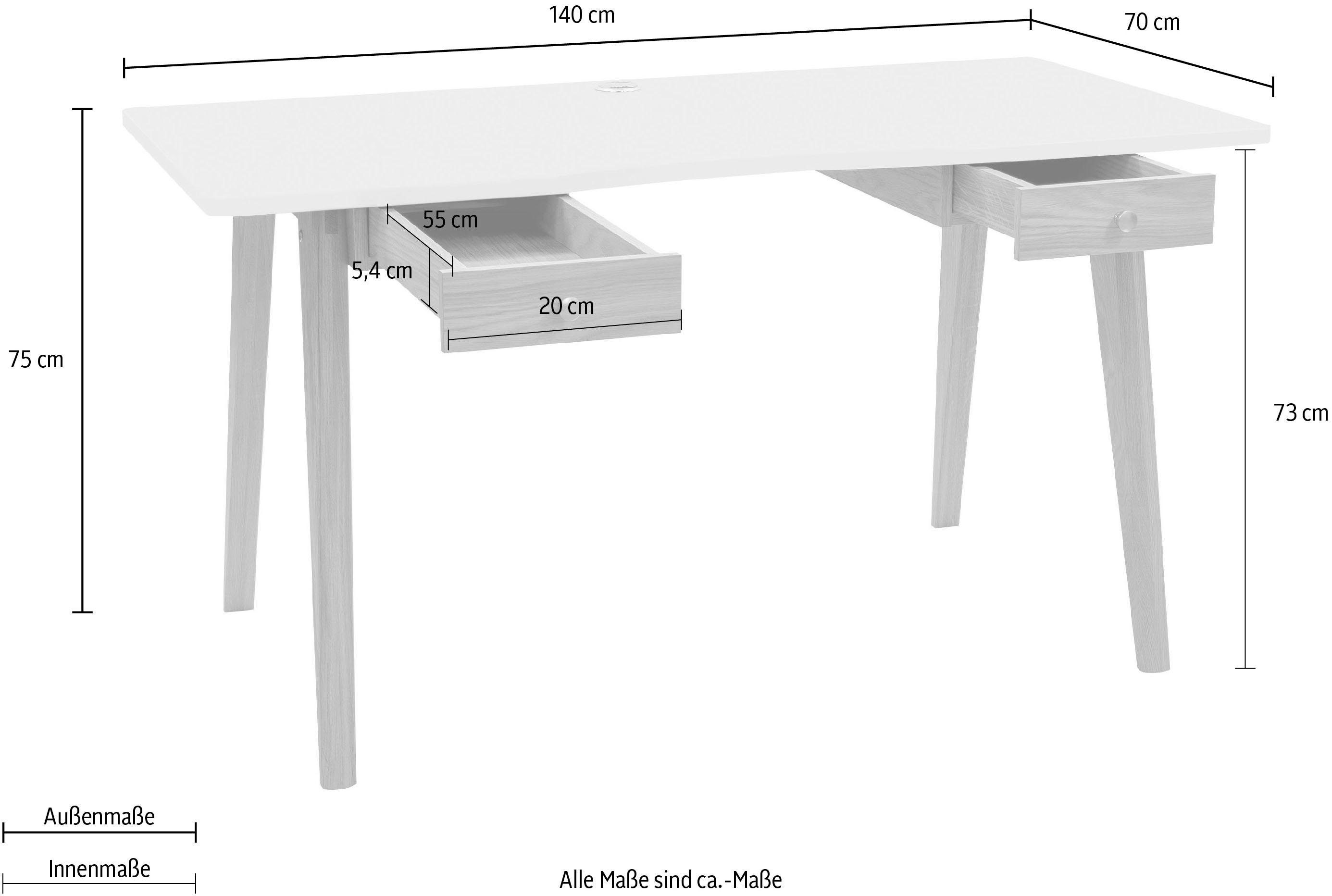 Woodman Bureau Peer in scandinavisch design, tafelpoten van massief eiken