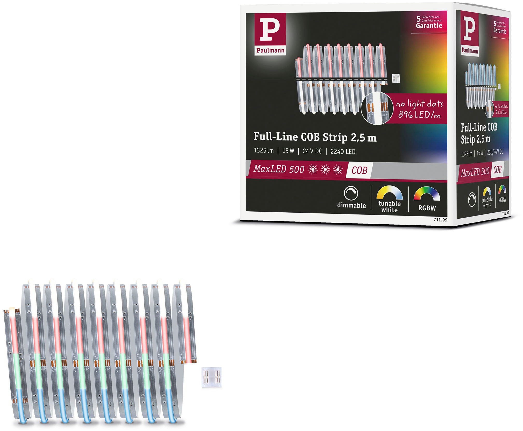 Paulmann Led-strepen MaxLED 500 LED Strip RGBW 2,5m 15W 530lm/m 896 LEDs/m RGBW (6 stuks) led lichtsnoeren zilver(kleur)
