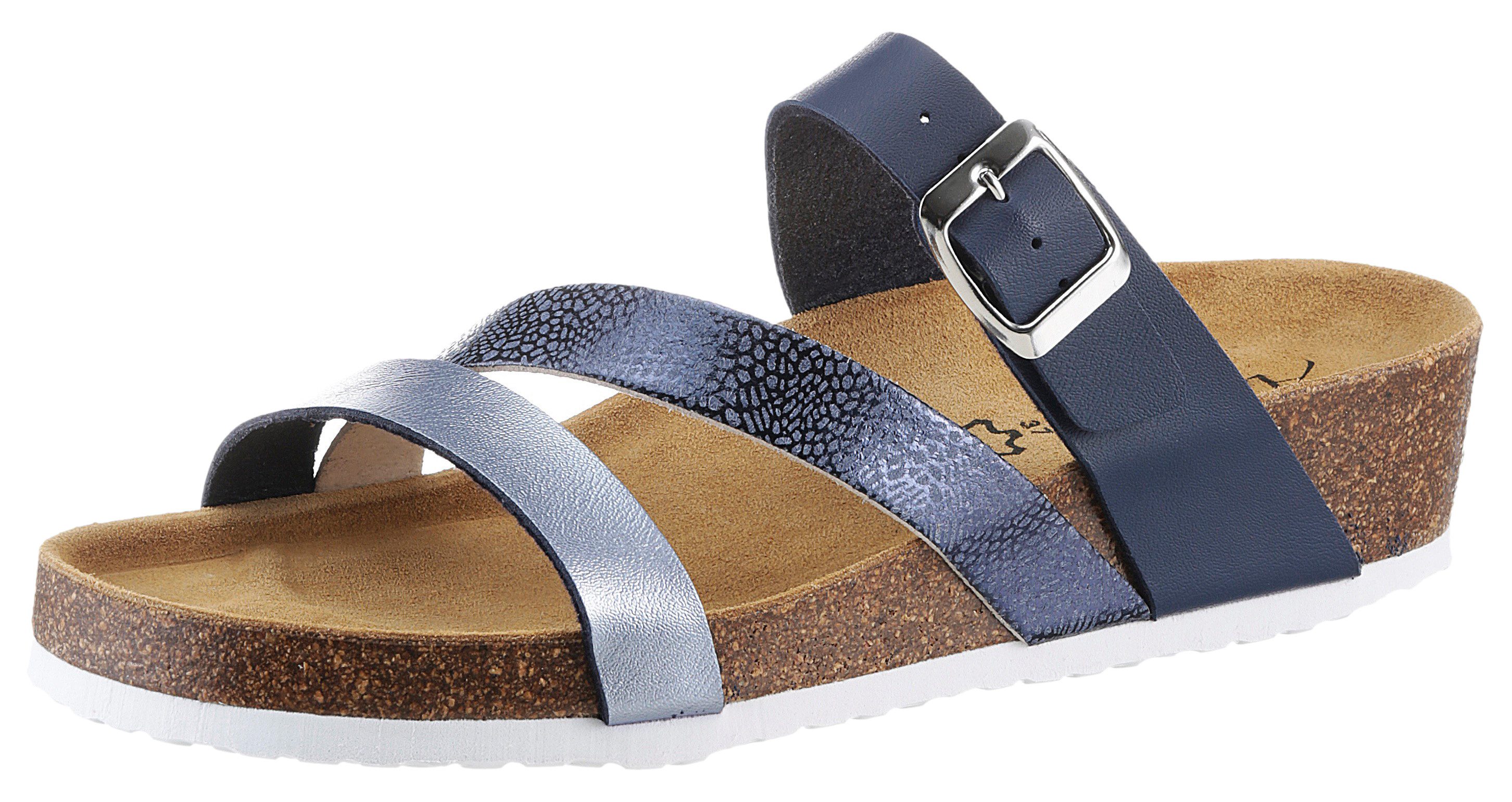 Aniston SHOES Slippers , sleehak, zomerschoen, slippers met gespsluiting dames sandaaltjes maat 39 EU blauw