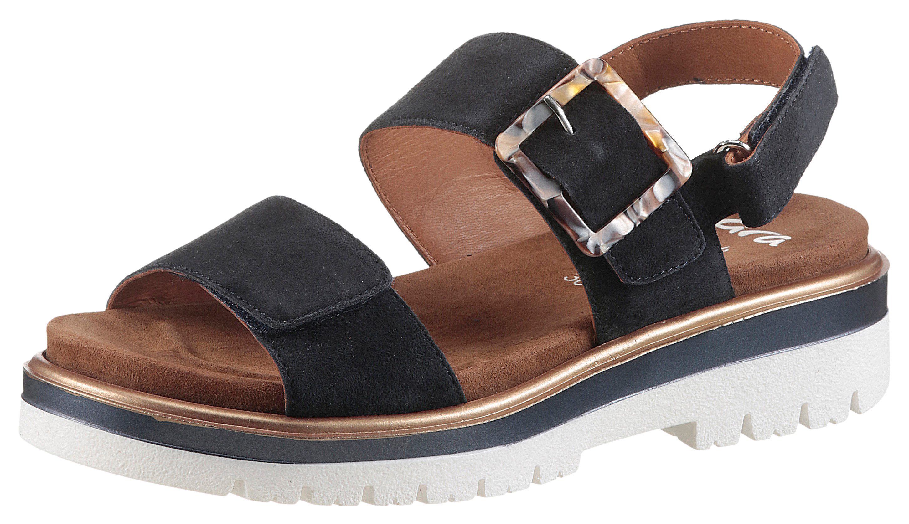 Ara Plateausandaaltjes Malaga , sleehaksandaal, klittenbandschoen in comfortabele breedte g (= breed) dames sandalen met plateau maat 41 blauw