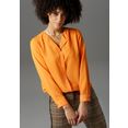 aniston casual blouse zonder sluiting in trendy knalkleuren oranje
