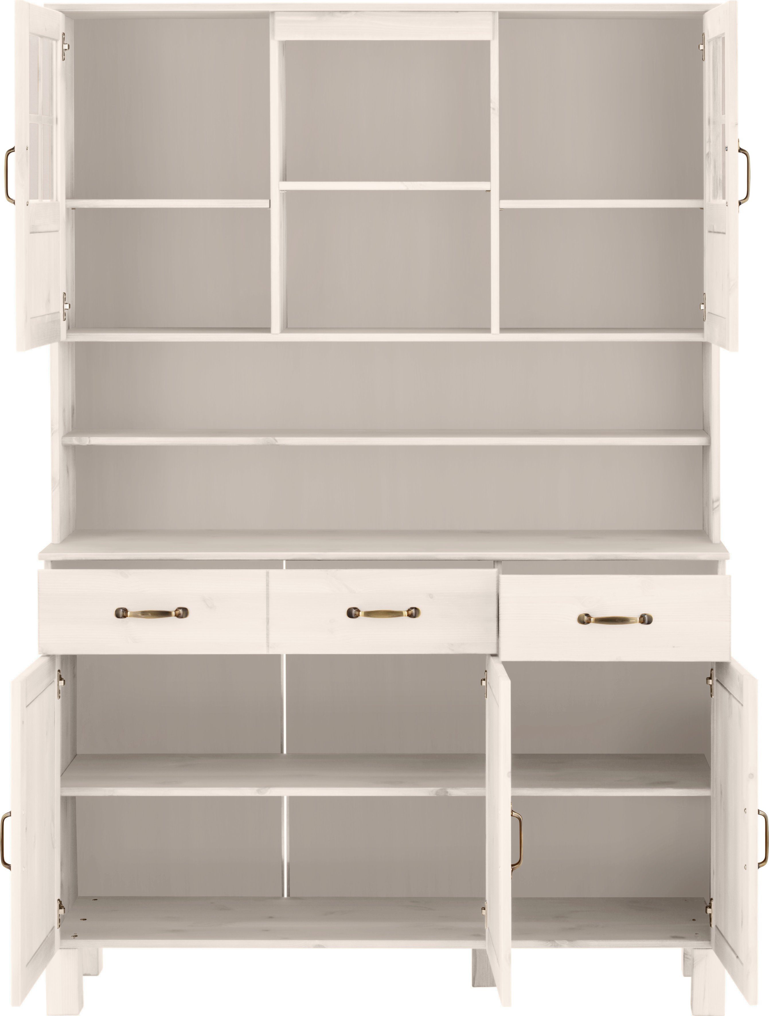 Home affaire Keukenbuffet Alby Breedte 125 cm, 2 glasdeuren, 2 laden