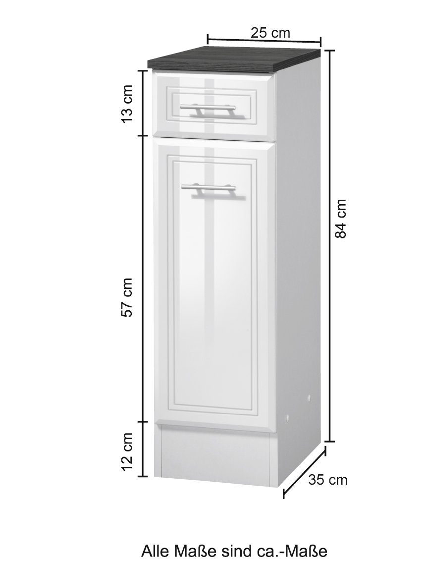 welltime Onderkast Napels Breedte 25 cm, met hoogglansfronten en elegant freeswerk