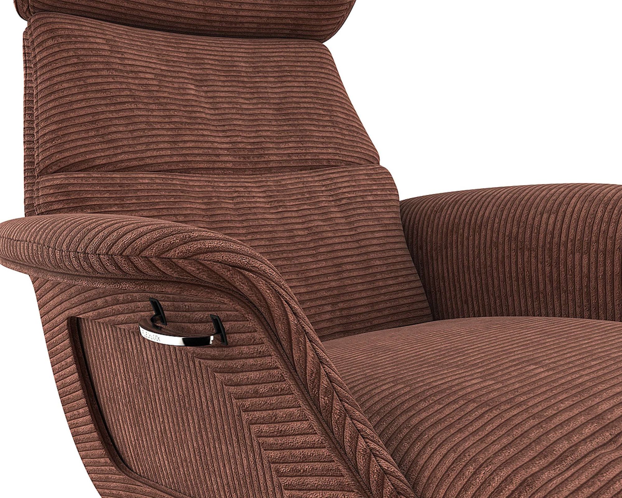 FLEXLUX Loungestoel Clement chaise longue, relaxstoel, ligstoel Rug- en hoofdsteunverstelling, armleuning gepolsterd geolied, voet van aluminium