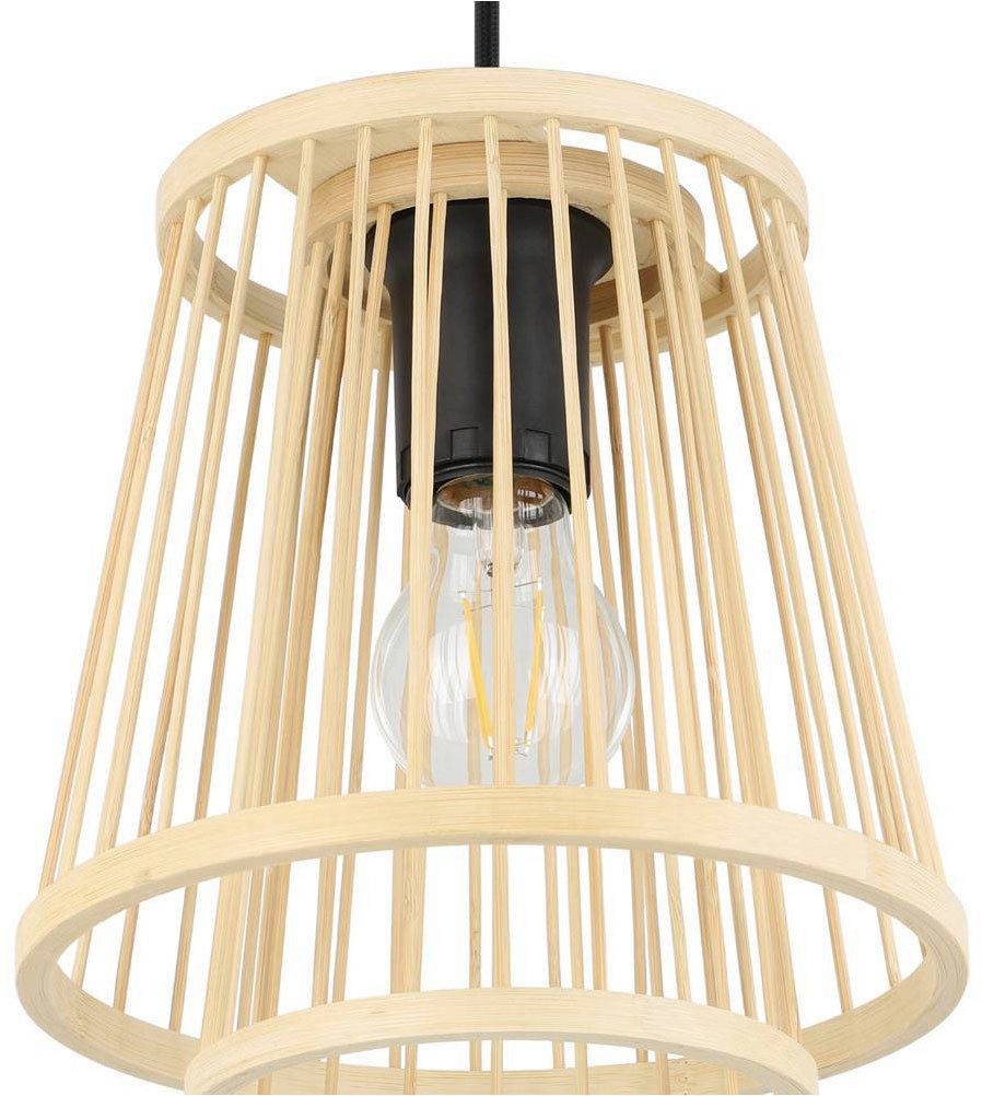 EGLO Hanglamp HYKEHAM Houten eettafellamp, bamboe in natuur, hanglamp met E27 fitting (1 stuk)