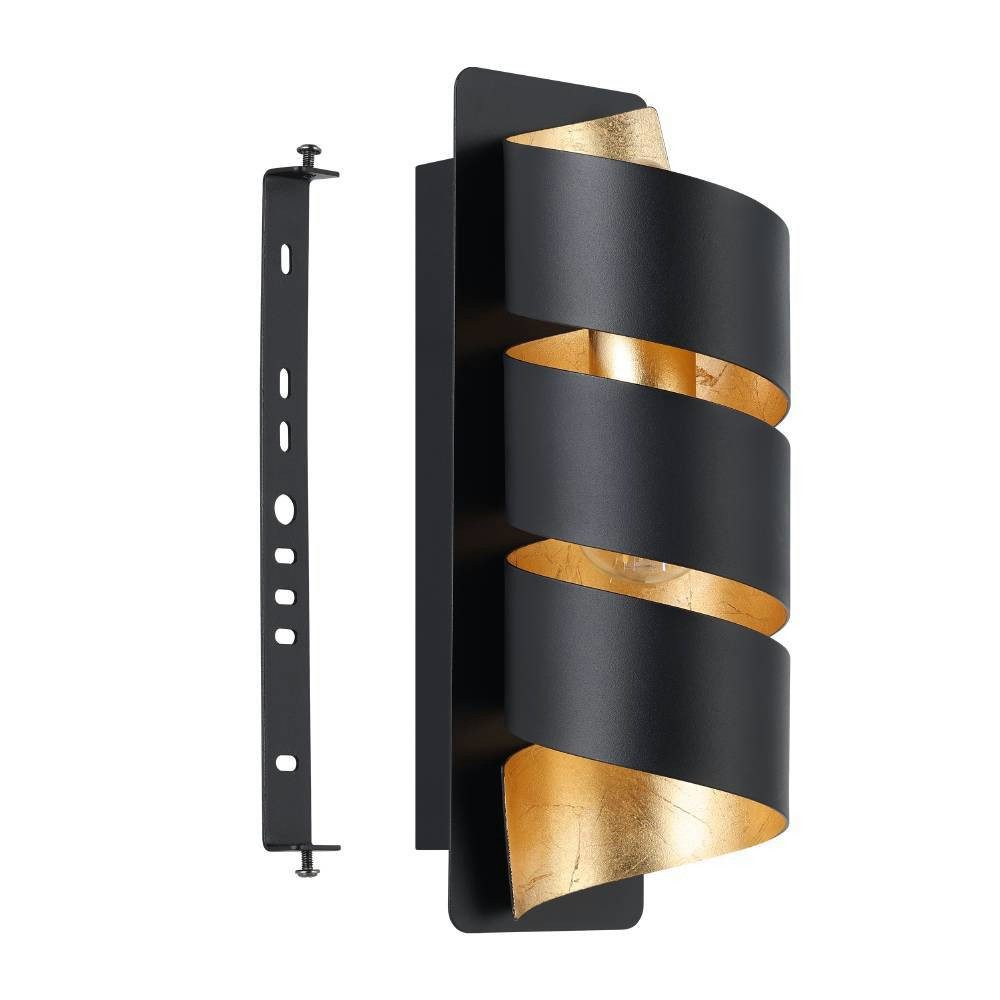 EGLO Wandlamp ELIZONDO wandlamp, zwart-goud, metaal, excl. lichtbron E14 Wandlamp vintage, metaal in zwart en goudkleur, ganglamp met E14 (1 stuk)