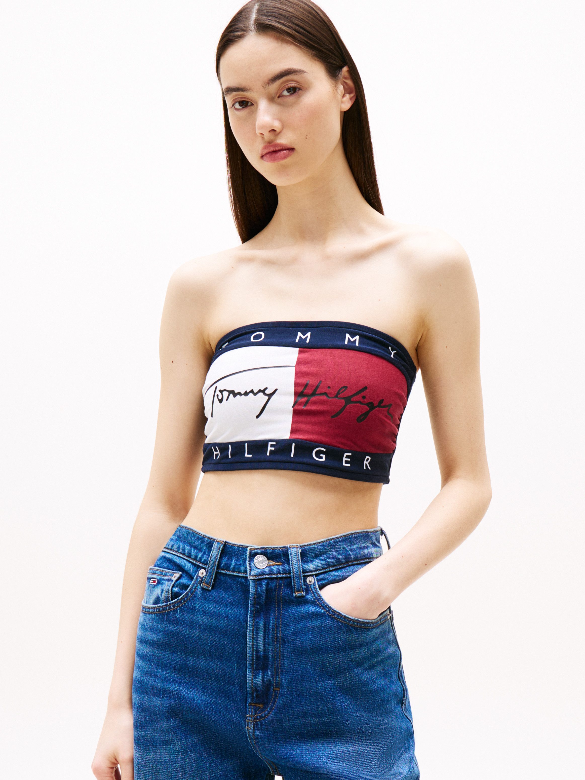 Tommy Hilfiger Underwear Bandeau-bh Bandeau in colorblock-look, iconische tommy stijl aliyah hip hop straat