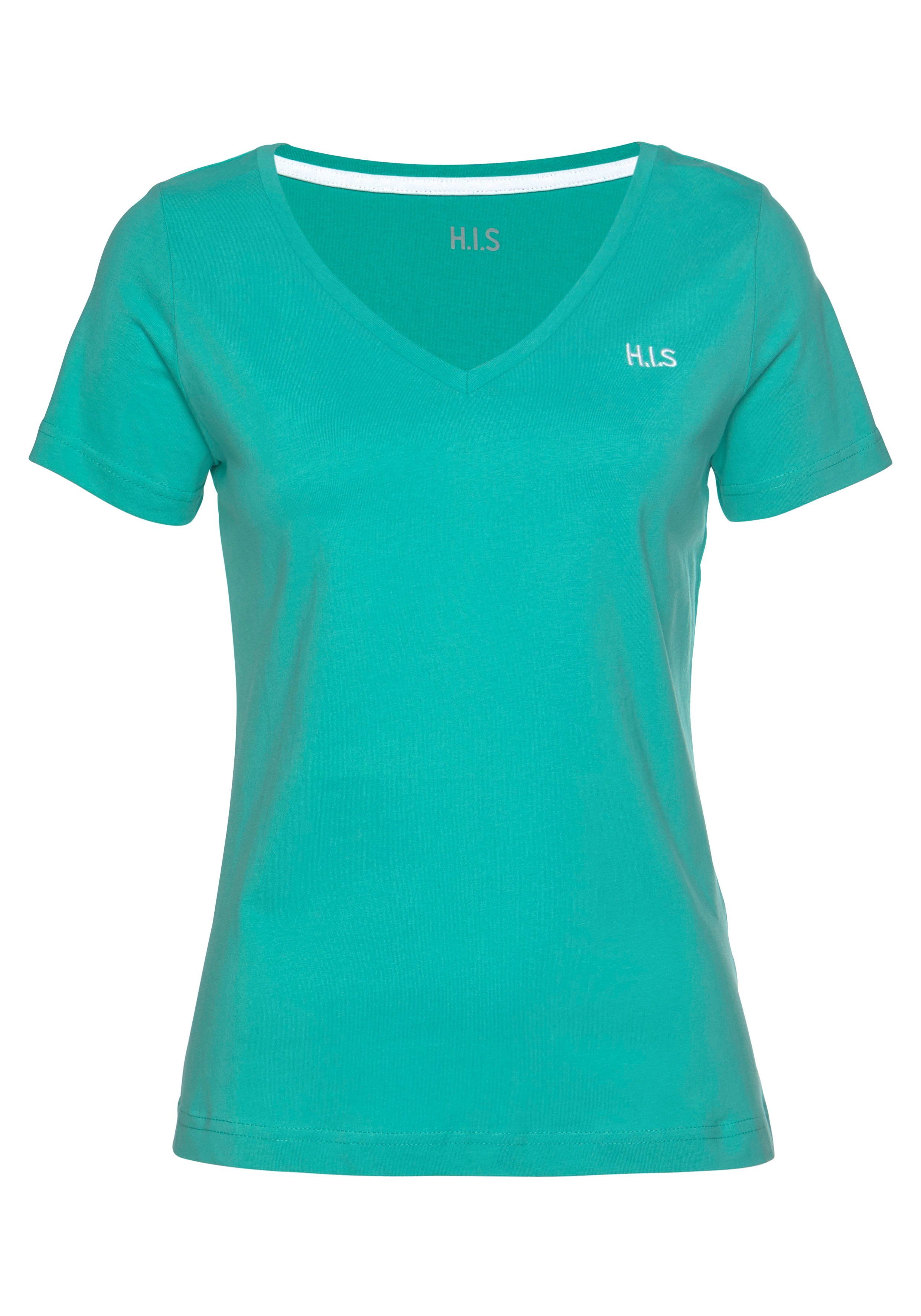 H.I.S T-shirt Essential basics heup-lange pasvorm, figuuraccentuerende snit, van 100% katoen (Set van 3)
