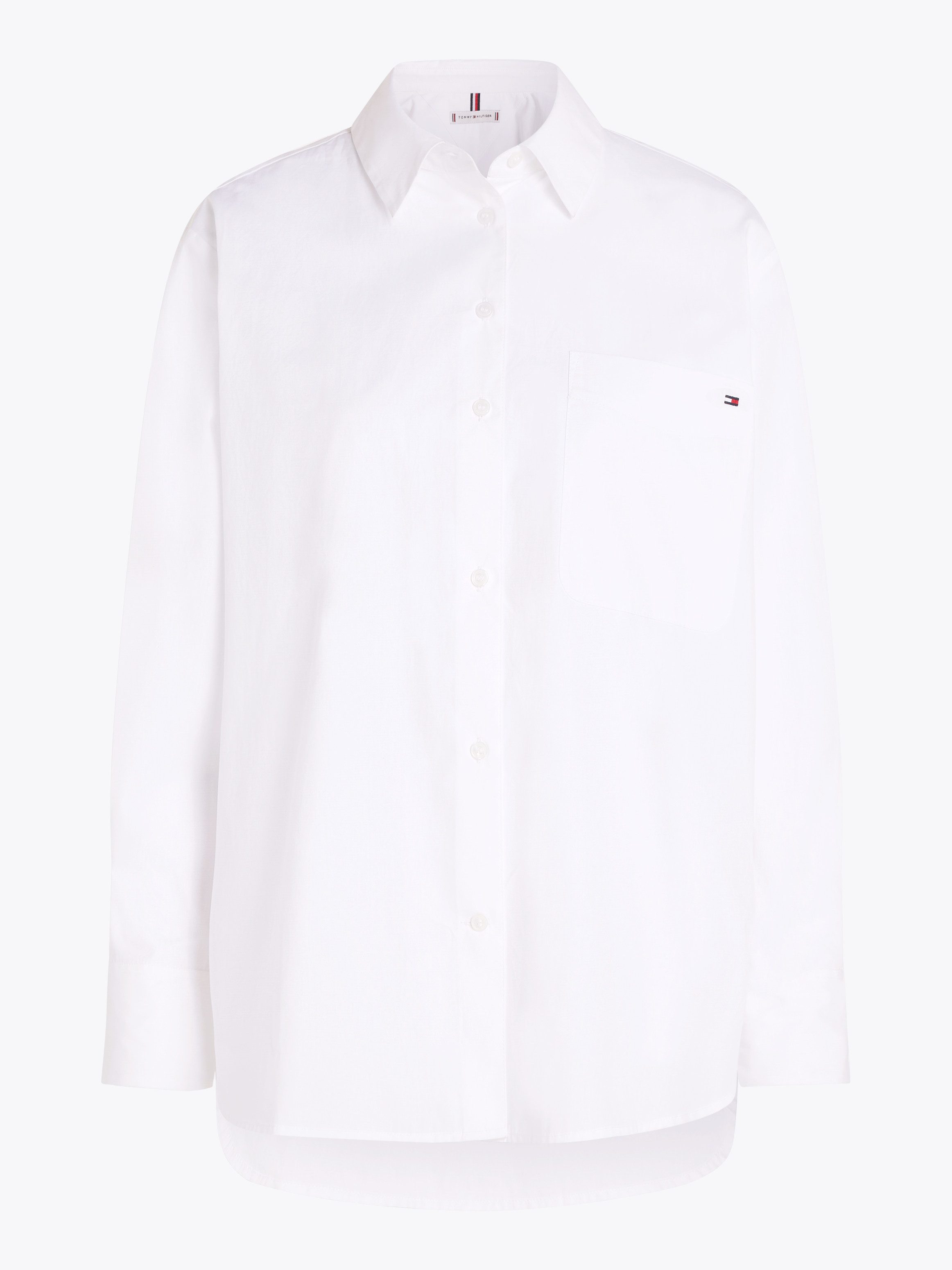 Tommy Hilfiger Curve Overhemdblouse CRV ESS COTTON EASY FIT SHIRT in grote maten, borstzak, kellerplooi achter, afgeronde zoom