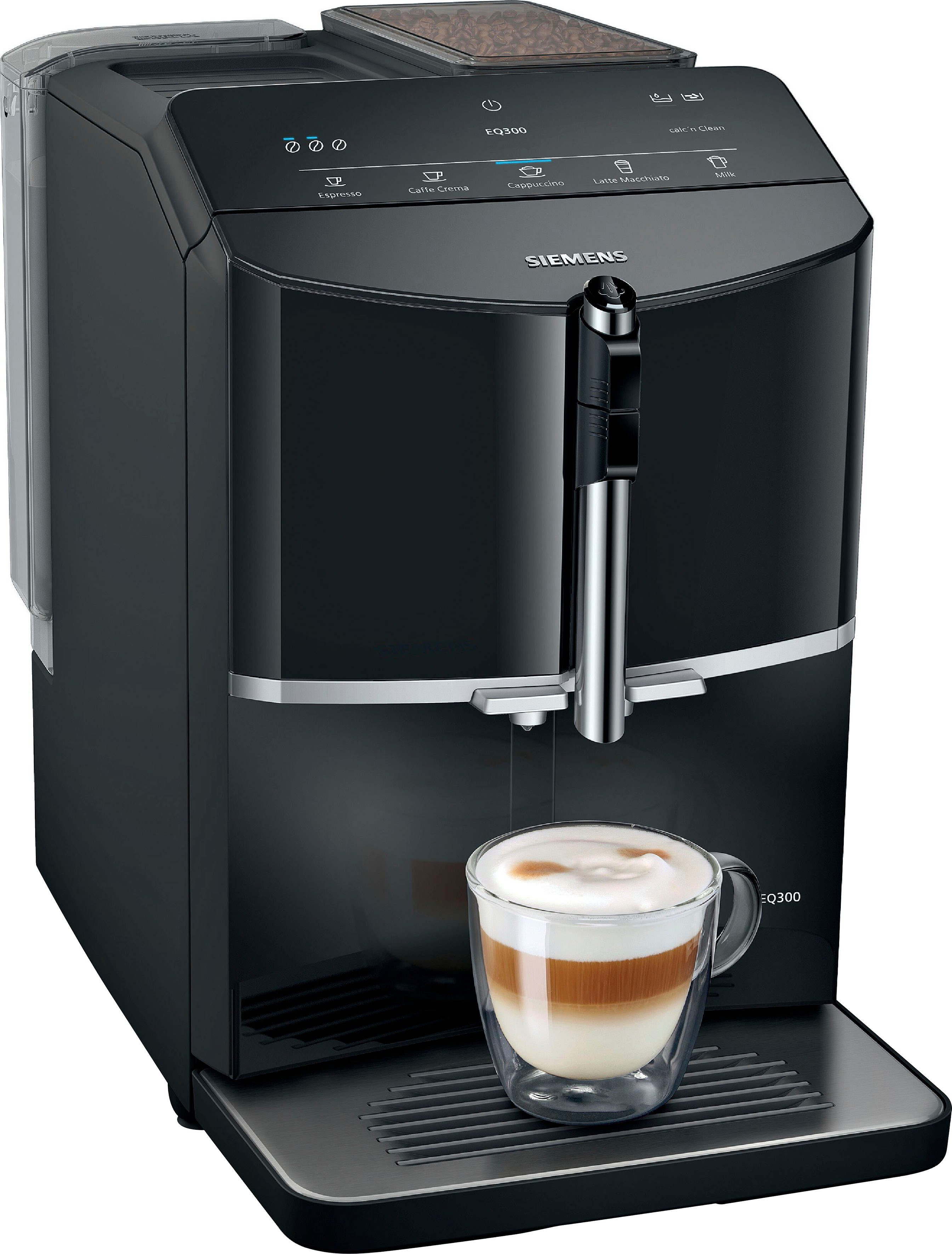 SIEMENS Volautomatisch koffiezetapparaat EQ300 TF301E19, veel koffiespecialiteiten,...